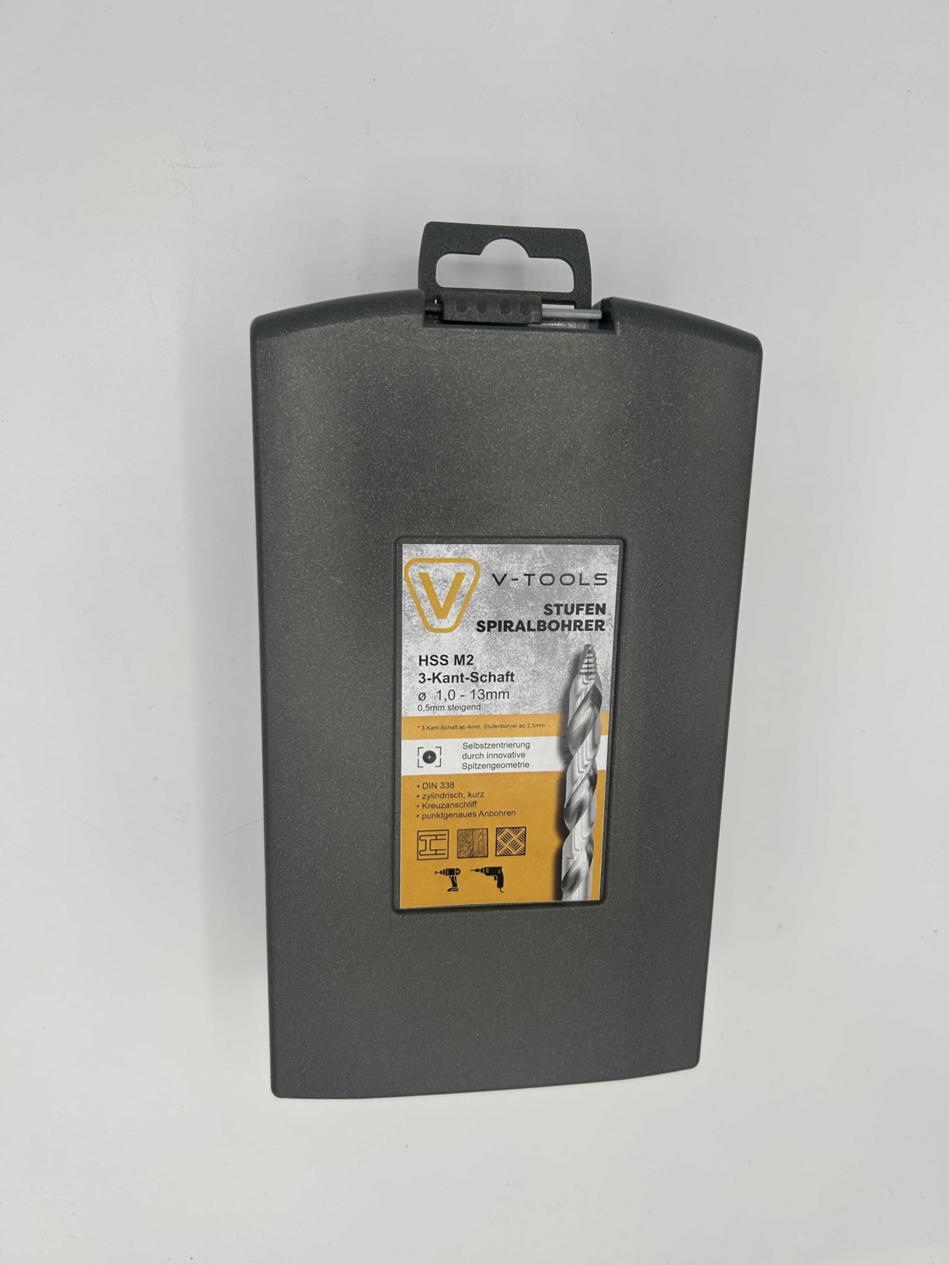 V-Tools Juego de brocas helicoidales DIN 338 HSS M2 – 25 piezas (1,0 – 13,0 mm) – Perforación de alta precisión sin perforación previa – Para metal, chapa y plástico – Incluye caja de plástico