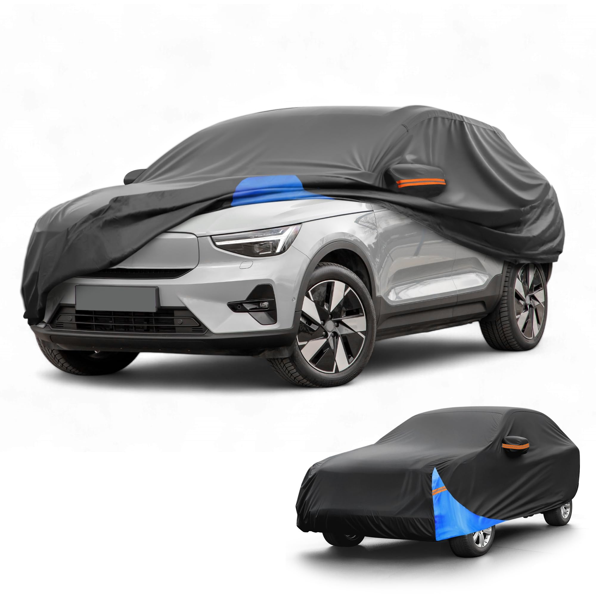 Partuto All-Weather Waterproof Car Cover - UV-Resistant Outdoor Full Exterior Protection for Volvo XC40 2017-2022 210D-PU Black Blue
