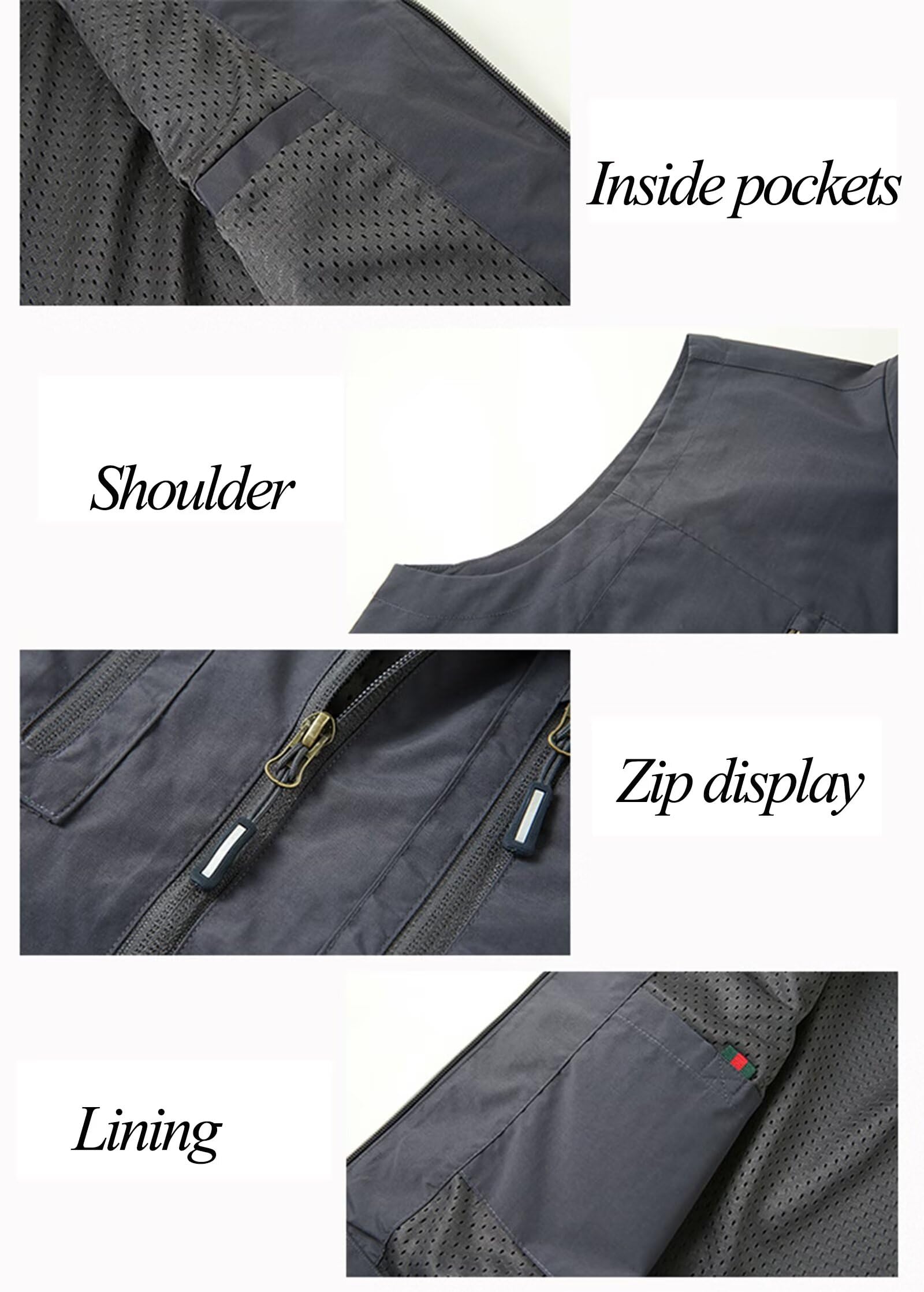 Rivccku Hombres Chaleco de Pesca con Multibolsillos Aire Libre Casual Transpirable Chaleco Cámping Caza Fotografía Chaleco Chaqueta Sin Mangas de Multifunción