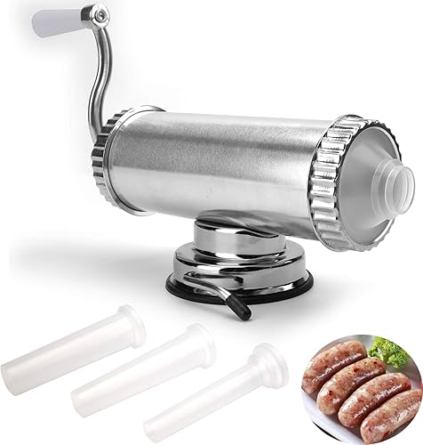 Lawei Embutidora de salchichas de 2 libras, máquina de relleno horizontal de cocina de acero inoxidable, máquina de salchichas de carne para uso