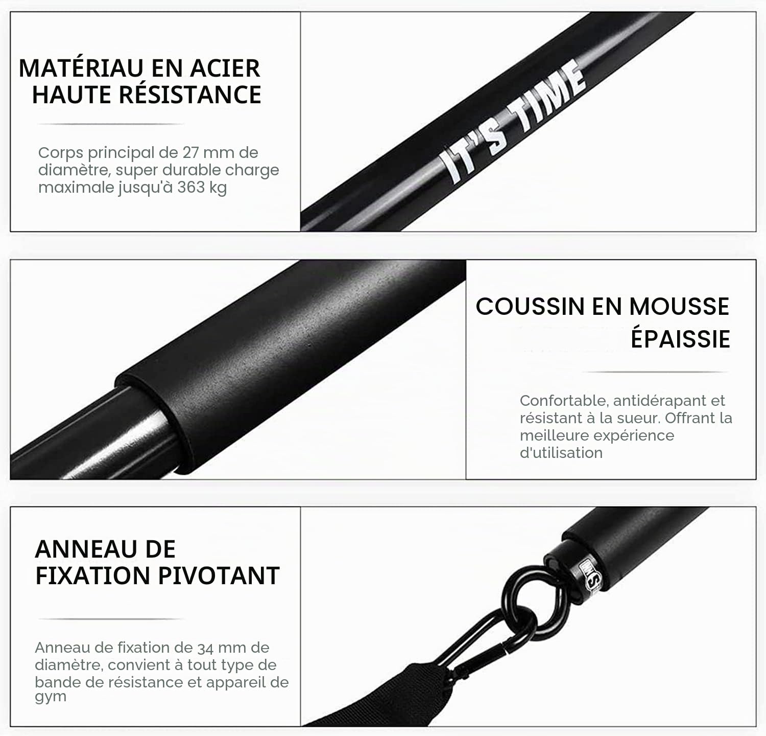 INNSTAR Kit Elastiques de Musculation Professionnel pour l'entraînement Complet du Corps, Barre pour élastiques Musculation Capacité de Charge Max.360KG, Bandes de Résistance Élastique pour Home Gym