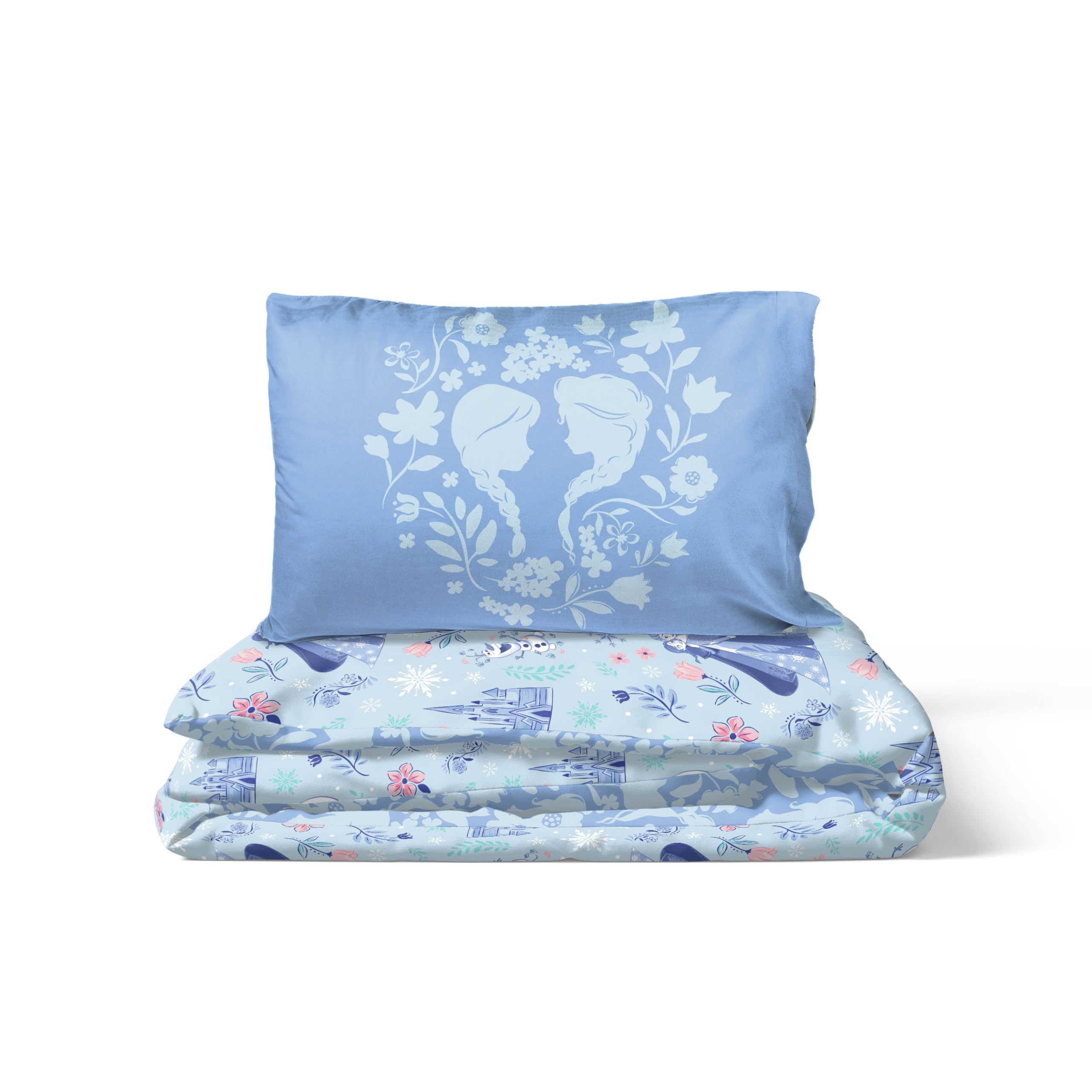 Jay Franco Kids Disney Frozen Set copripiumino - Biancheria da letto super morbida con federa, SOLO COPERTA, piumone non incluso, blu, 2 pezzi singolo