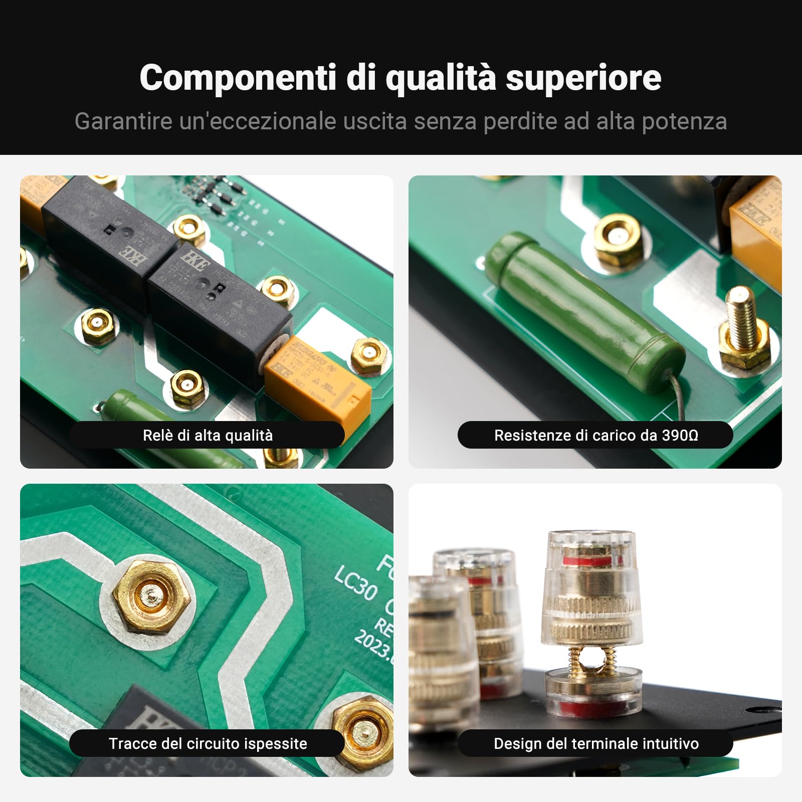 Fosi Audio LC30 Nero Dual VU Meter Audio Visualizer, Commutatore 2 Ingressi 2 Uscite Vintage per Amplificatori Stereo ad Alta Potenza, Componente per Home Theater, ConTelecomando