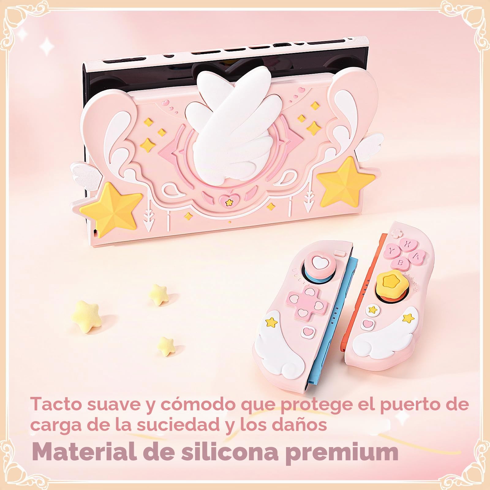 GeekShare Cubierta de silicona suave compatible con la base de carga Switch 2, carcasa antiarañazos para Switch 2 Dock, serie Star Wings