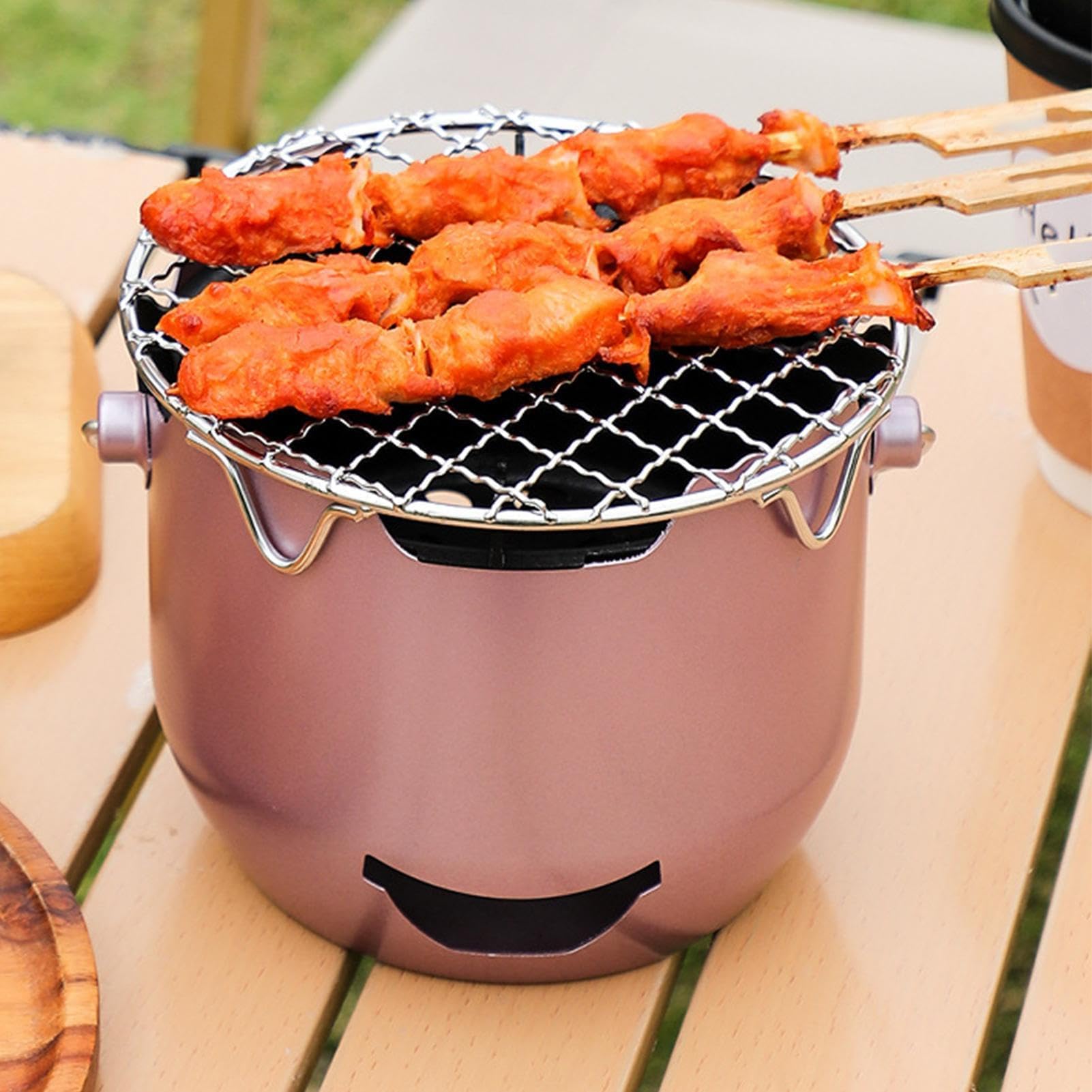 Przenośny grill do grillowania – składany grill na świeżym powietrzu, ze stalowym uchwytem, idealny na wycieczki na podwórku i na kempingu