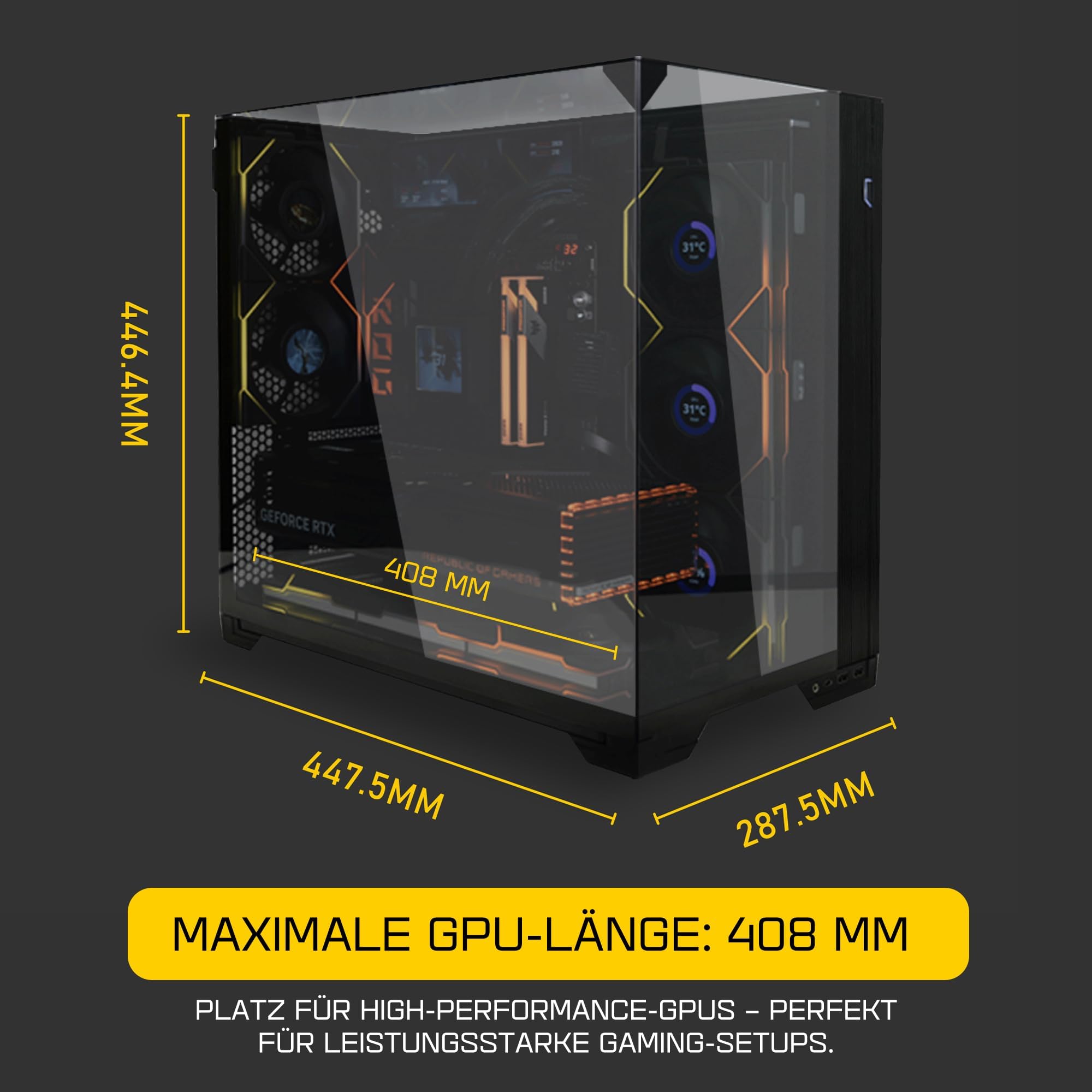 Lian Li O11 Vision Compact Gaming PC Gehäuse ATX Schwarz - Midi Tower PC Gehäuse mit Tempered Glass, Grafikkarten bis 408 mm, bis zu 360 mm Radiatoren, Black PC Case Stahl, Aluminium, Gehärtetes Glas