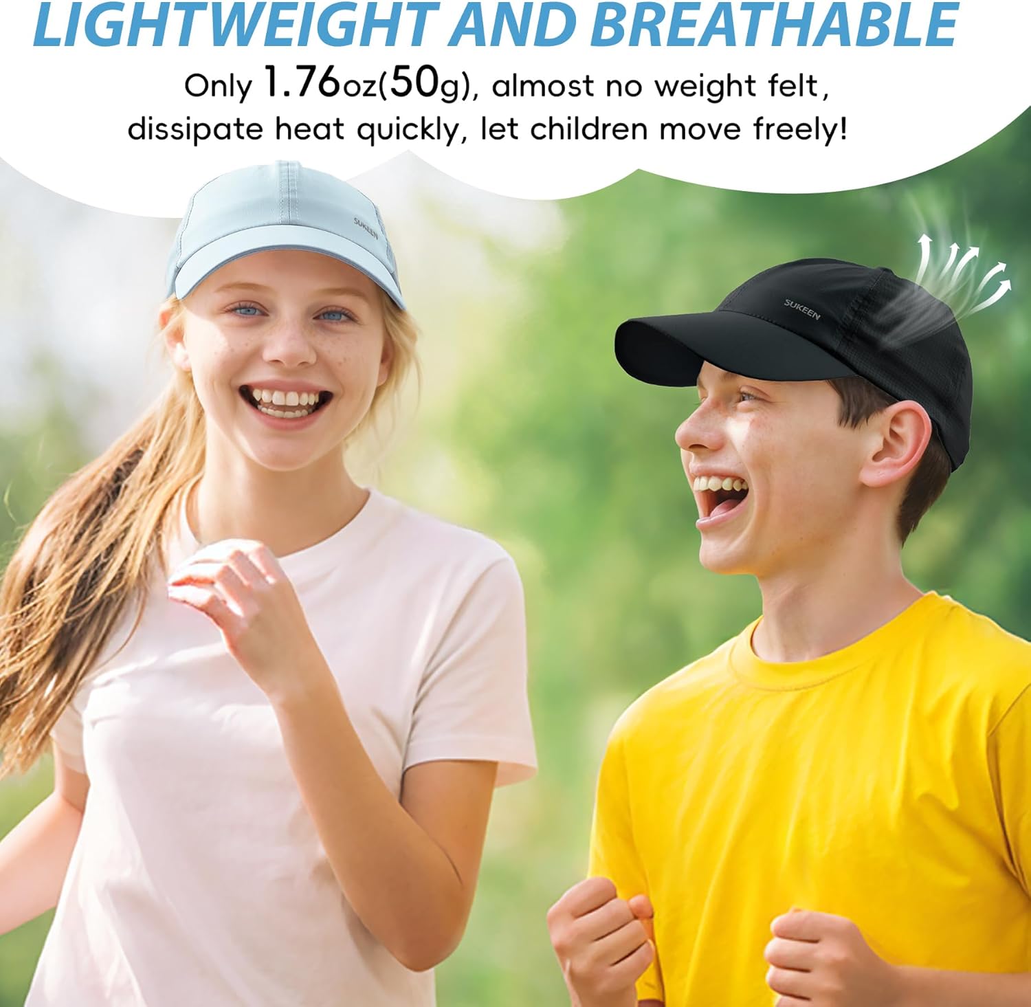 Sukeen Lightweight Kids Baseball Caps for Boy Girls, UPF50+ Kids Sun Hat Quick-Dry Youth Performance Hat for Outdoor Activity - Image 2