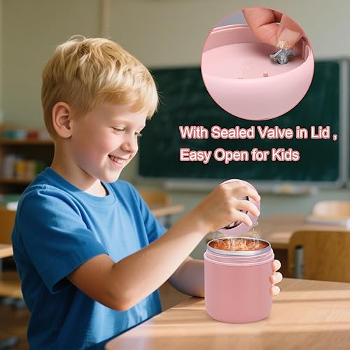 Miniatura 6 de Juome Termo para niños de 16 onzas para comida caliente, contenedor aislado al vacío, recipiente de comida de boca ancha, termo de acero inoxidable