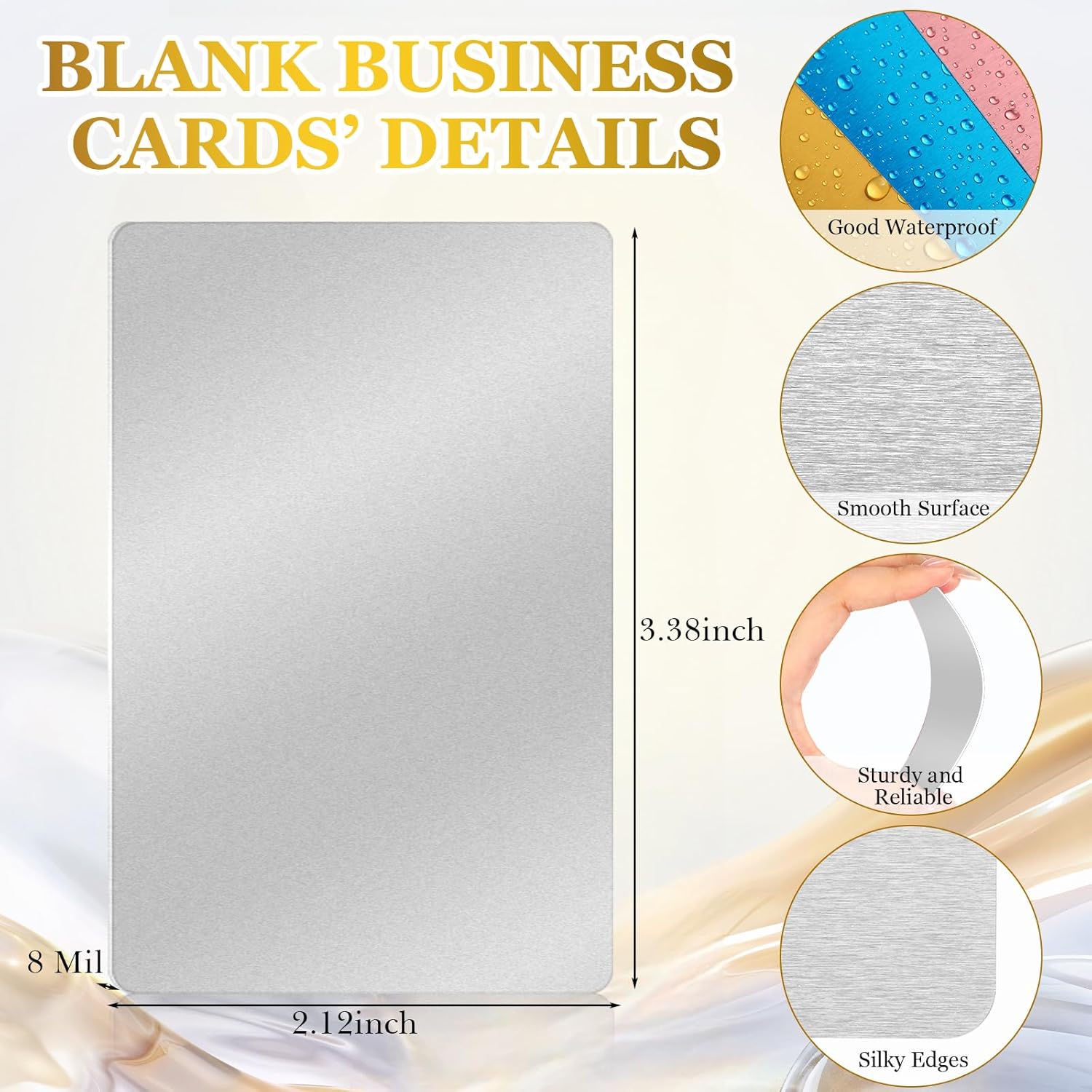 Tandefio 1000 Pcs Metal Business Card Blanks Bulk Aluminum Sheet Business Card 3.38 x 2.12" for Customize Office Name Laser Engraving CNC Graduation Gift (Bright Color)