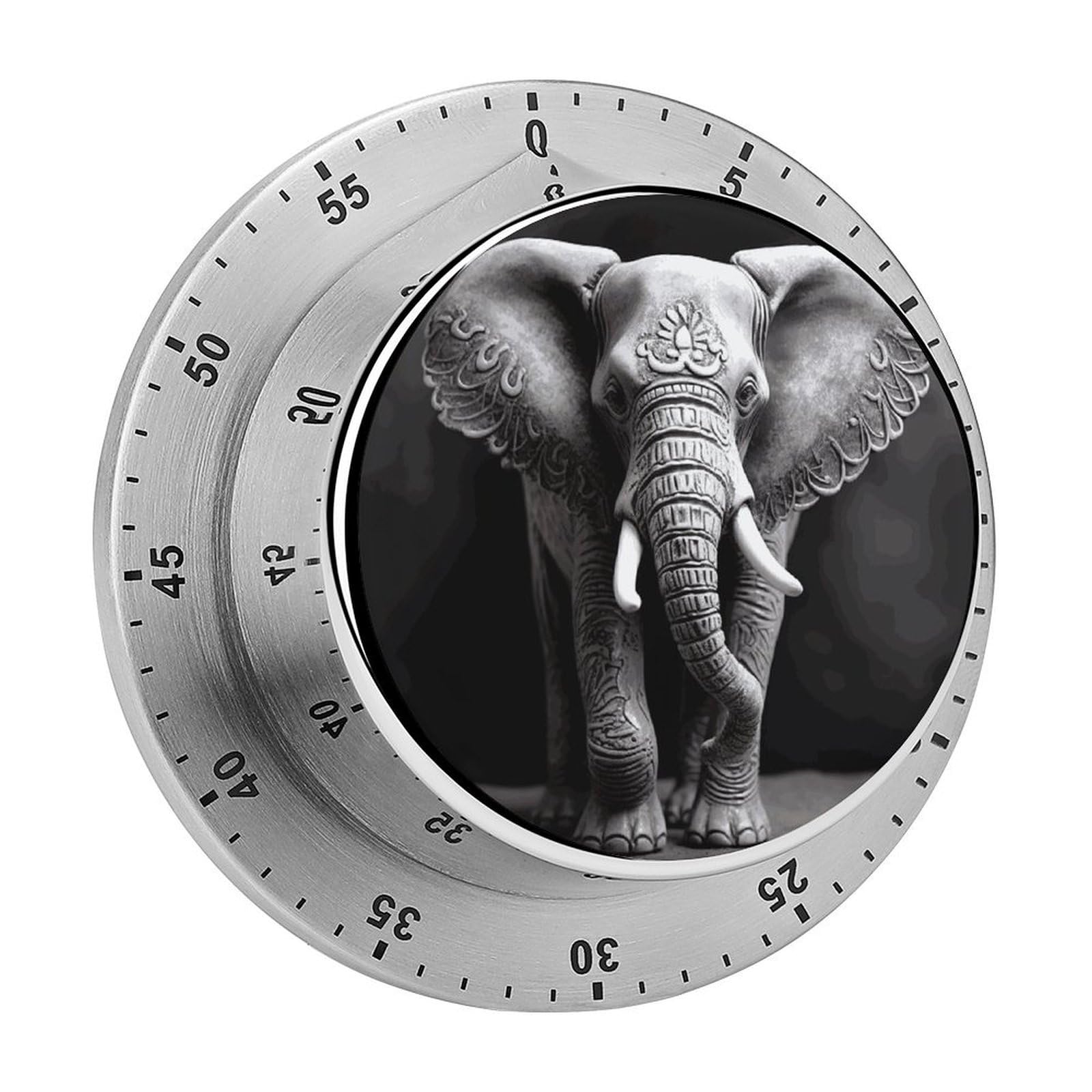 Gray Elephant Timer Exquisite Stainless Steel Magnetic Timers Waterproof Durable Mechanical Countdown Countup for Loud Alarm for Baking Grilling Studying