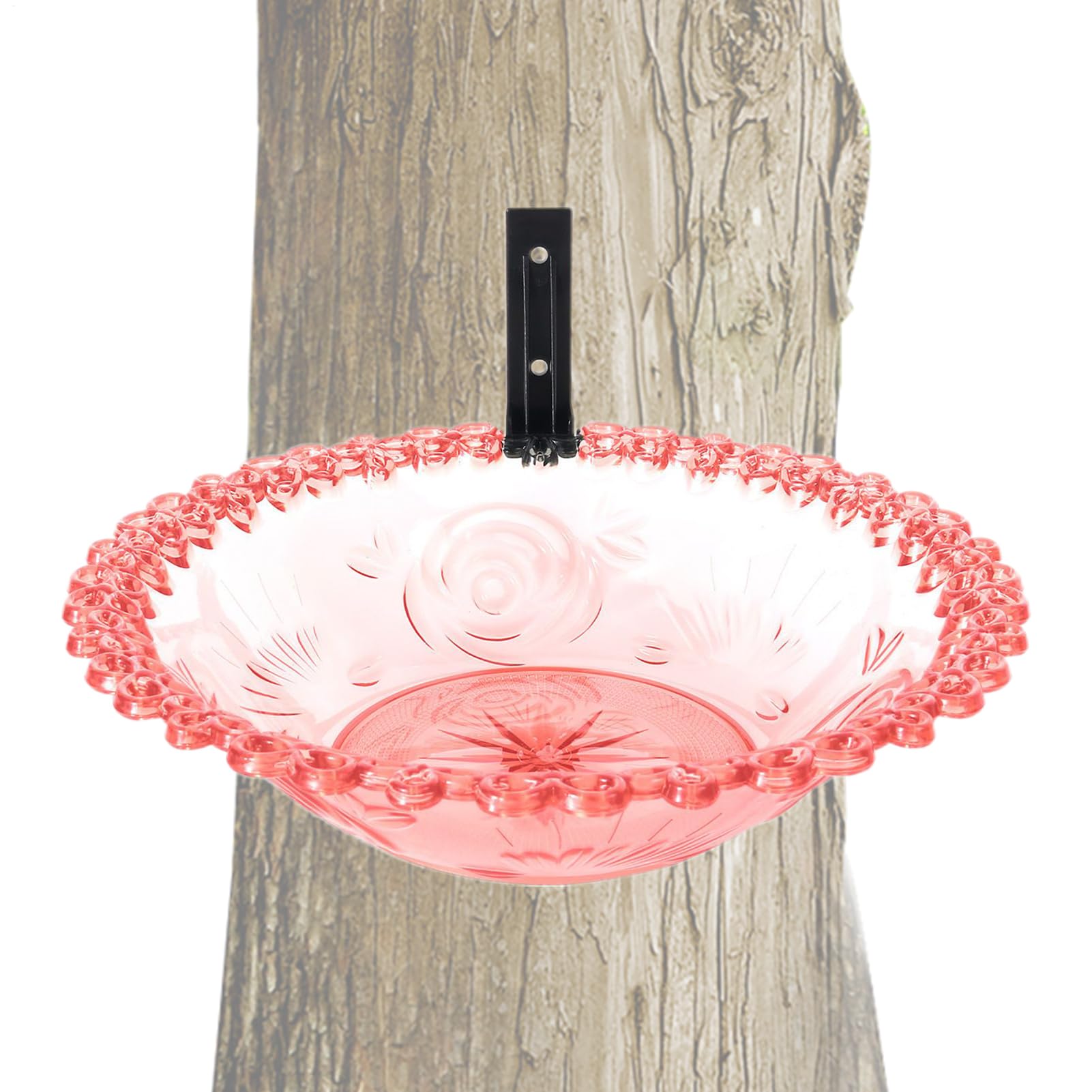 Bird Bath for Outside - Tree Mount Birdbath Bowl for Outside,9 Inches Flower Shape Transparent Basin Feeder Statue for Tree Branches Backyard Yard Patio Fence