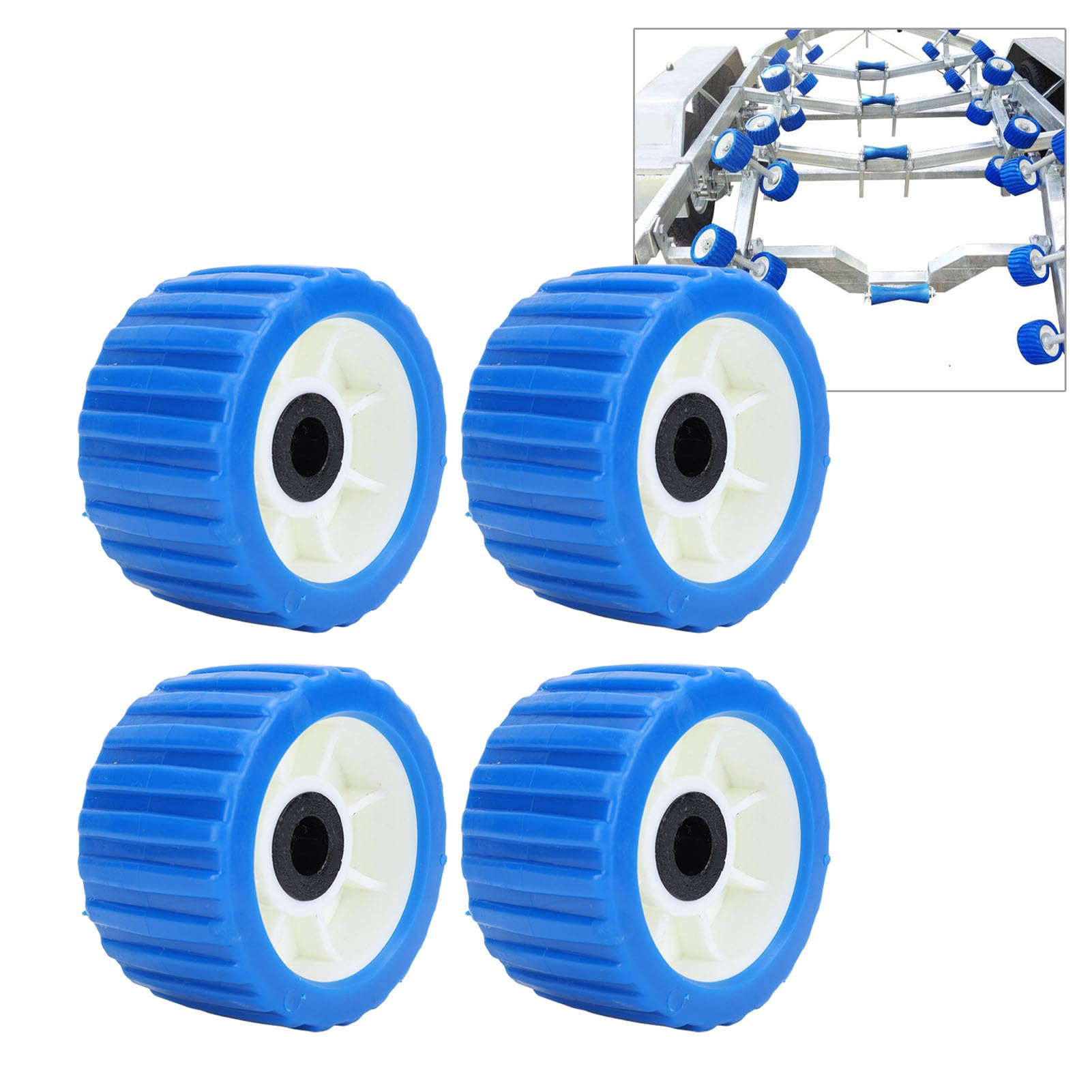 YDuupxe 4PCS Wobble Rollers Set Ribbed Roller Set Boat Trailer Roller Set 5in Diameter EVA Material High Temp Proof for Boat Yacht Trailer