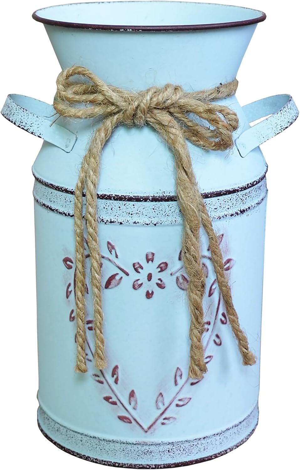 Rustic Shabby Chic Vase, Grey Small Vintage Metal Milk Can Vase Pitcher Wedding Decorative Flower Vase Farmhouse Home Decor