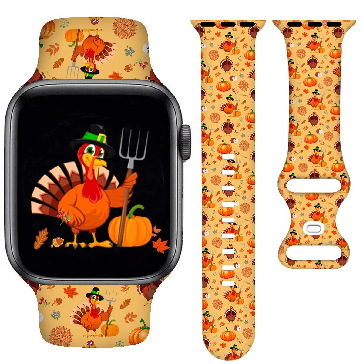 YAGEDOVIU Holiday Watch Bands Compatible Watch 38mm 40mm 41mm 42mm for Women Men, Adjustable Soft Silicone Replacement Smartwatch Wristband for SE