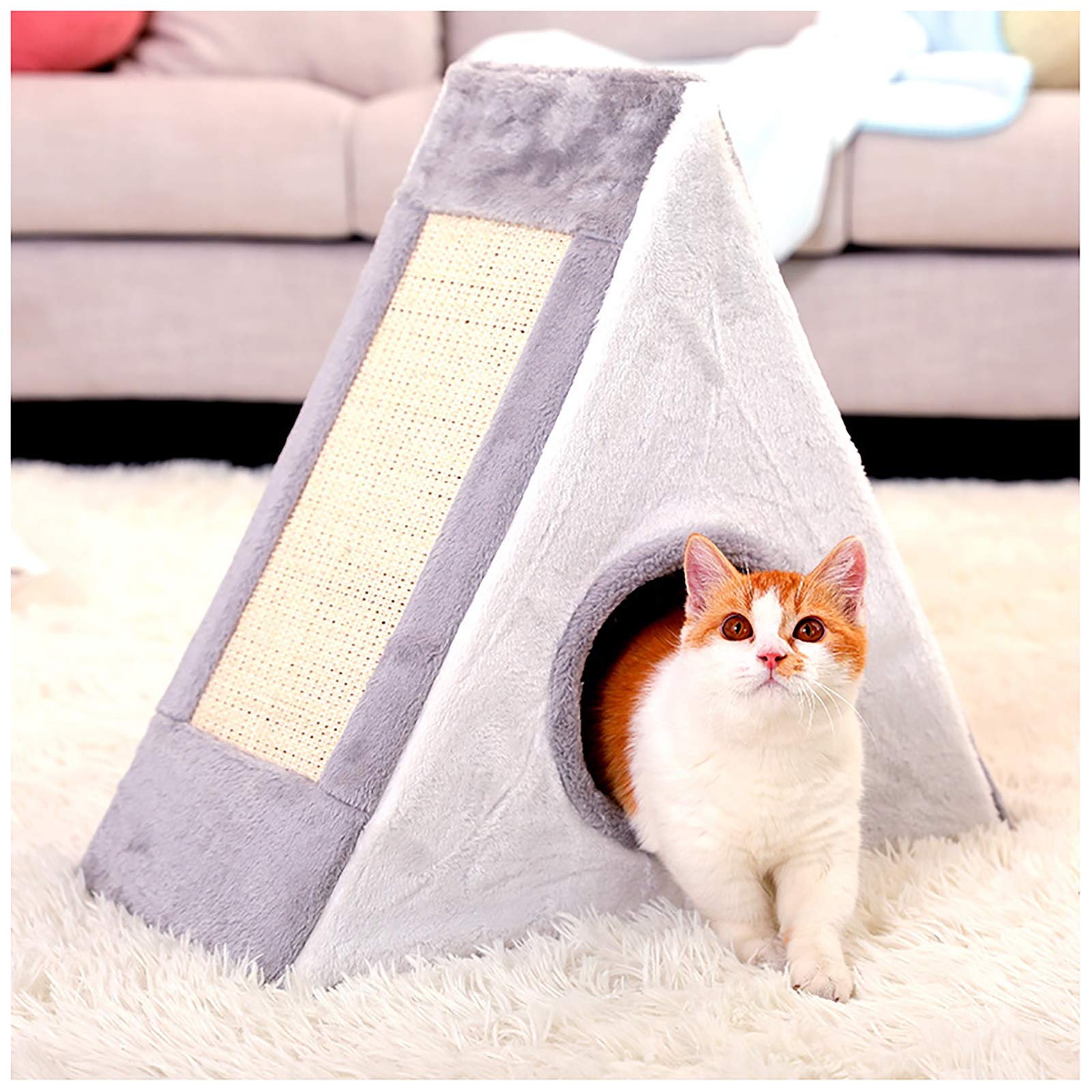 Chat à gratter lit couvert pliable gris en sisal de 55cm pour grand chat