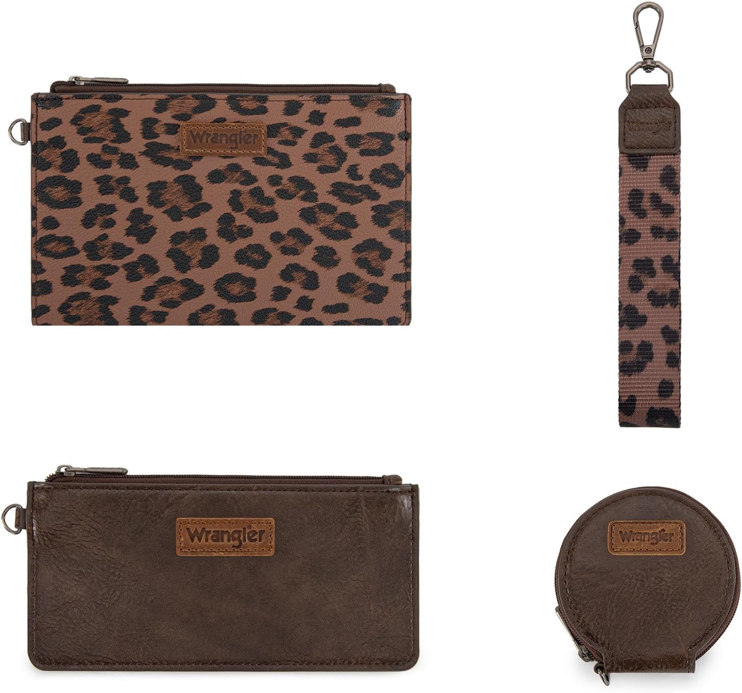 Montana West X Wrangler Keychain Wristlet Wallets for Women Dual Pouch Wristlet with Zipper Coin Purse Large Capacity and Easy to Carry