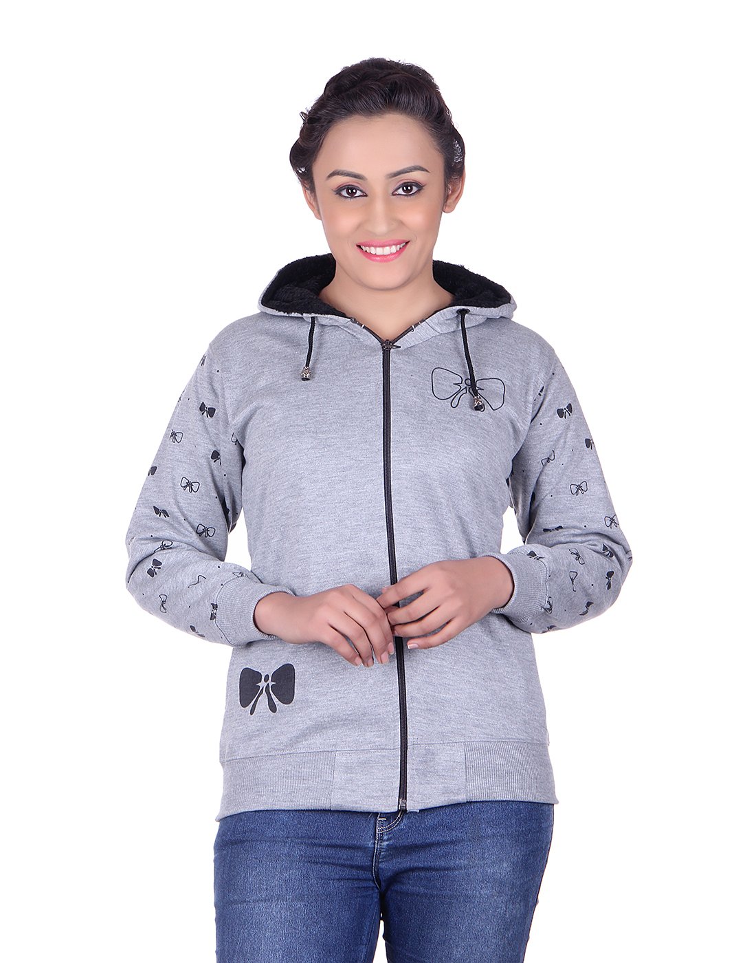 Goodluck Winter Sweatshirt for Womens Grey