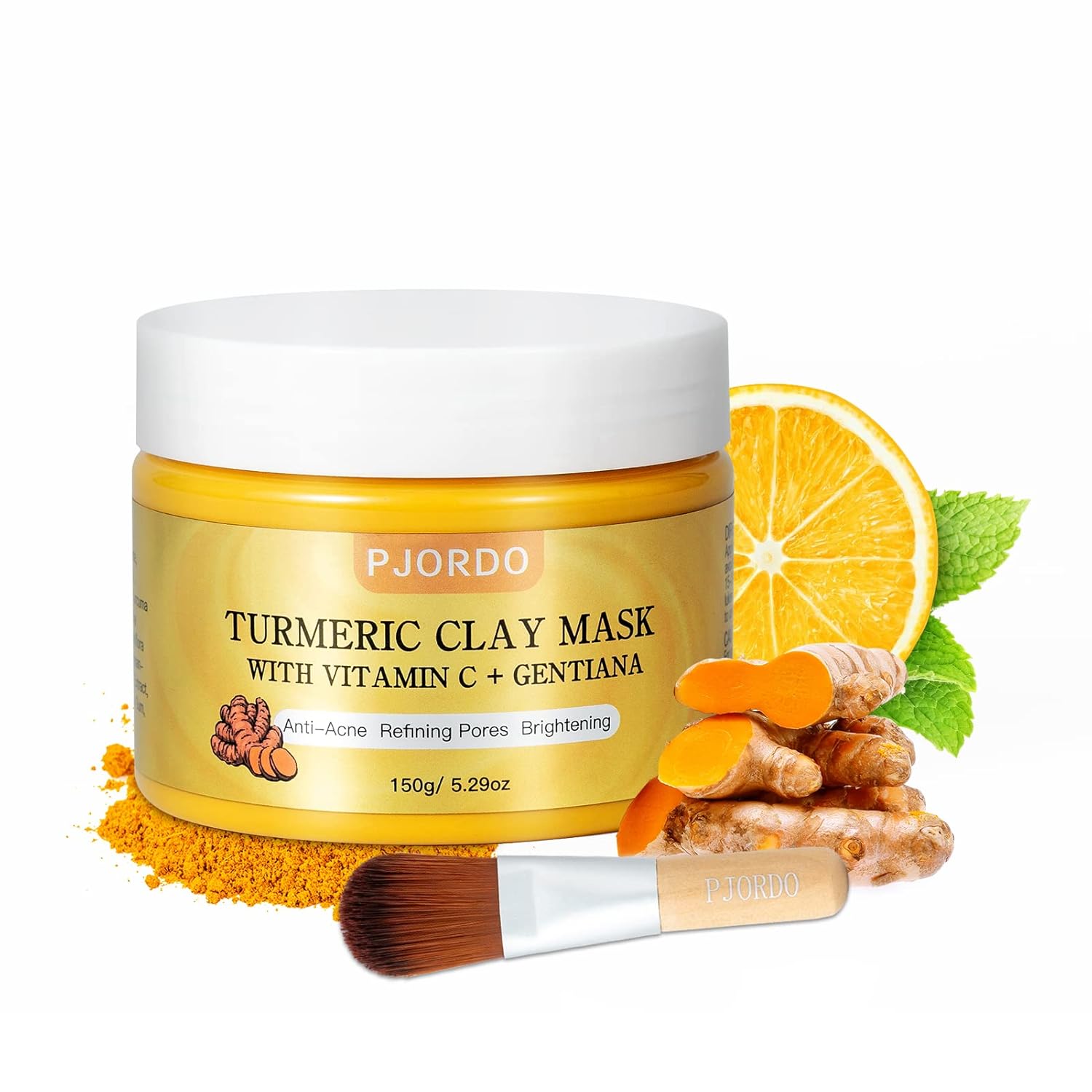Pjordo Turmeric Vitamin C Clay Mask, Face Skin Care Clay