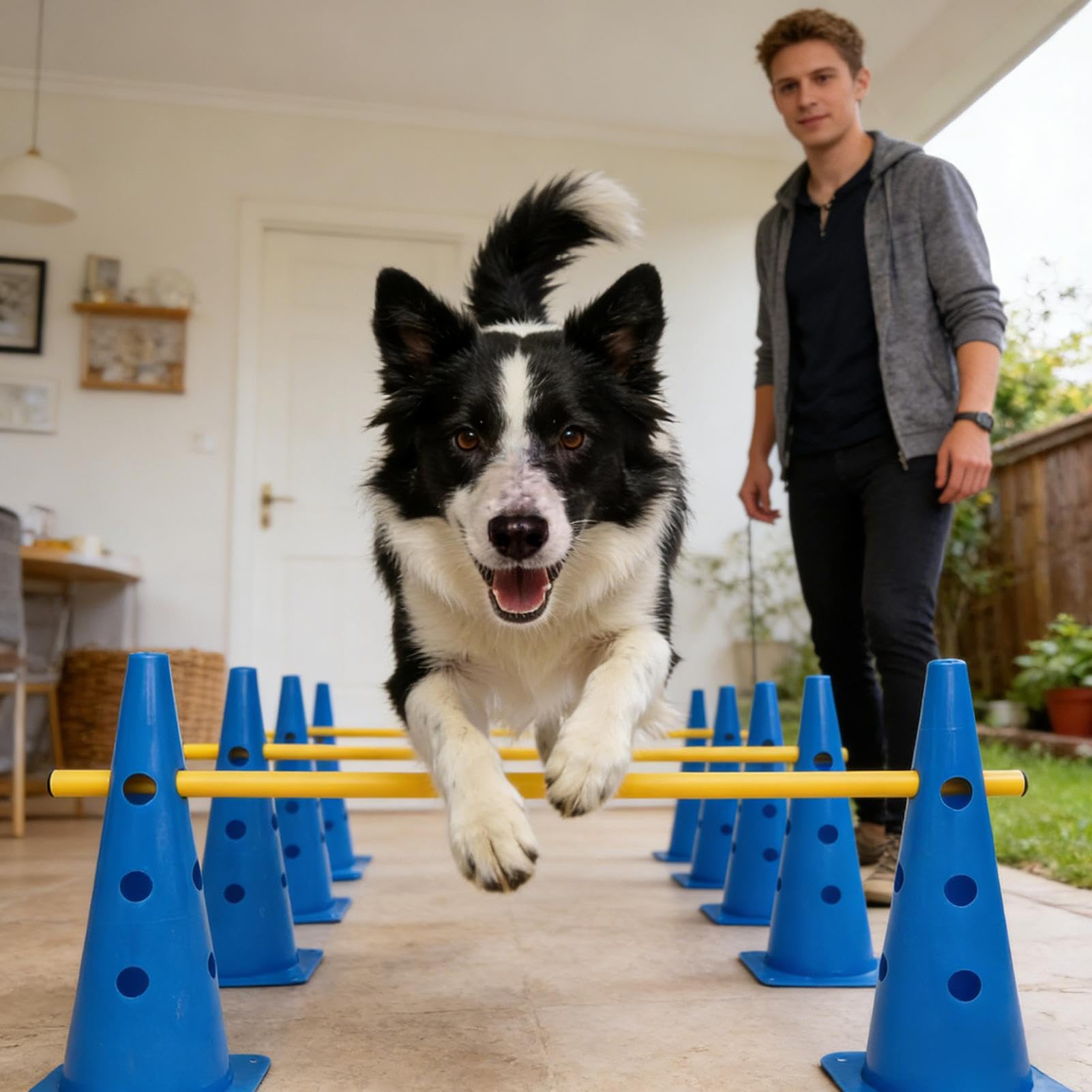 Sprzęt do treningu agility dla psów Przenośne akcesoria dla pupili | Zestaw płotków i pachołków agility dla Szczeniaka i na Zawody Zabawę Ćwiczenia w Domu na Zewnątrz w Parku
