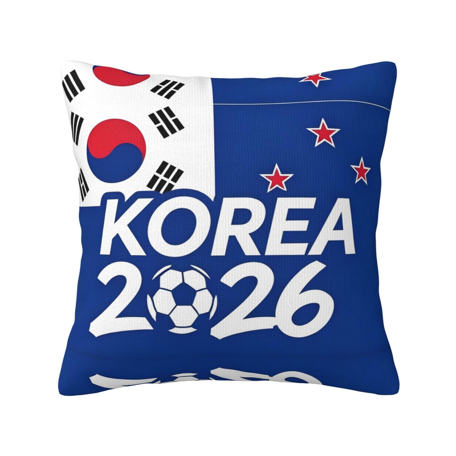 Korea-Flag Print Decorative Throw Pillow Covers for Sofa, Outdoor and World Cup Celebrations