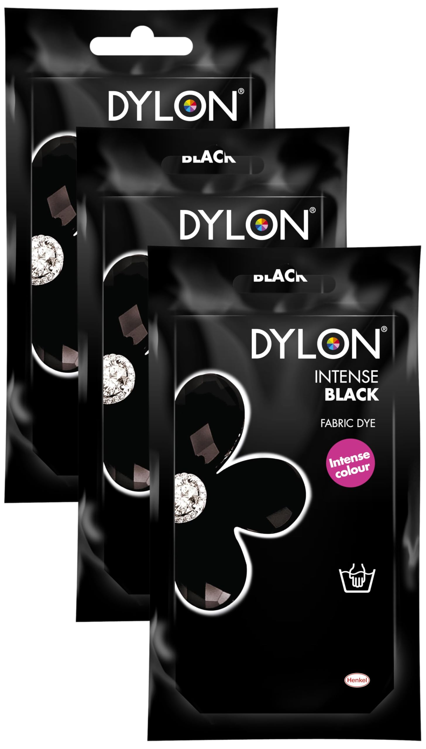 Hand Dye, Fabric Dye Sachet for Clothes, Soft Furnishings and Projects, 50 g - Intense Black (Pack of 3)