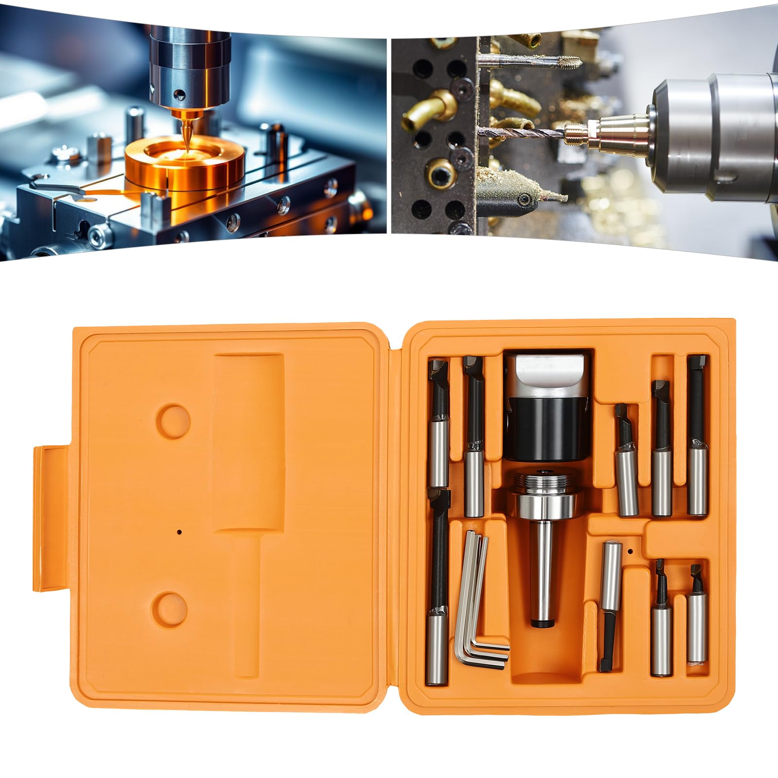 Ausdrehkopf Set, Bohrkopf-Set mit 9 Stück Langweiliger Stangen in Verschiedenen Größen M12 Gewinde Genauigkeitsbereich 0-40mm für Fräs- und Bohrmaschinen