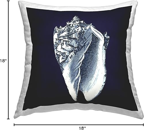 Miniatura 8 de Stupell Industries Vision Studio - Almohada con diseño de concha envejecida azul marino y blanco, 18 x 18 pulgadas, color azul