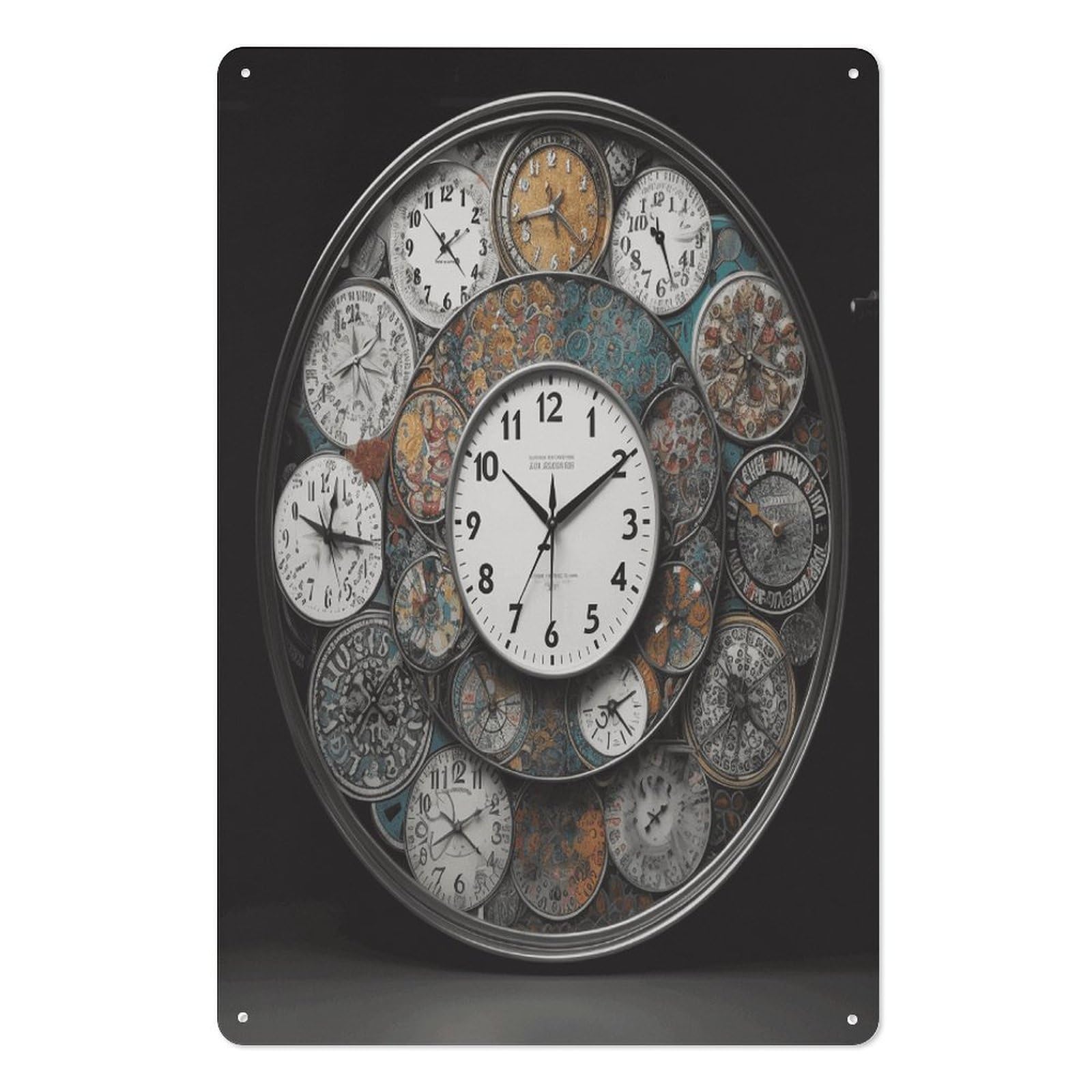 Clock Art Tin Sign Novelty Vintage Wall Art for Home Farmhouse Decor Metal Signs Classical Tin Hanging Picture for Yard Hotel Living Room 11.8x7.8 Inches