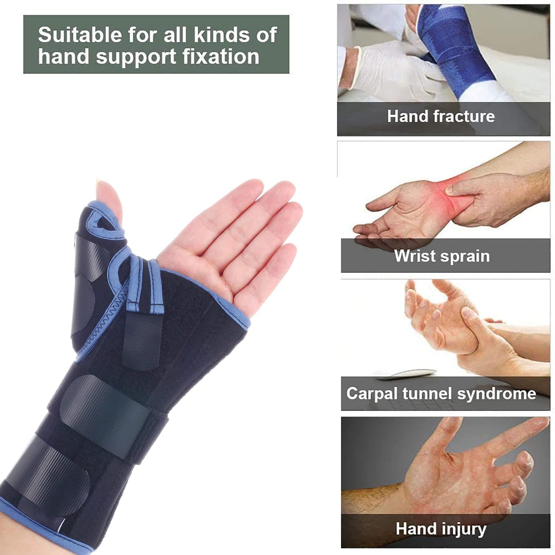 Férula para La Muñeca Ortesis de Mano Tendinitis Artritis Esguince Lesiones Deportivas Alivio del Dolor Soporte Ajustable Férula Alivio Lesiones de Muñeca para Túnel Carpiano,Aright,S