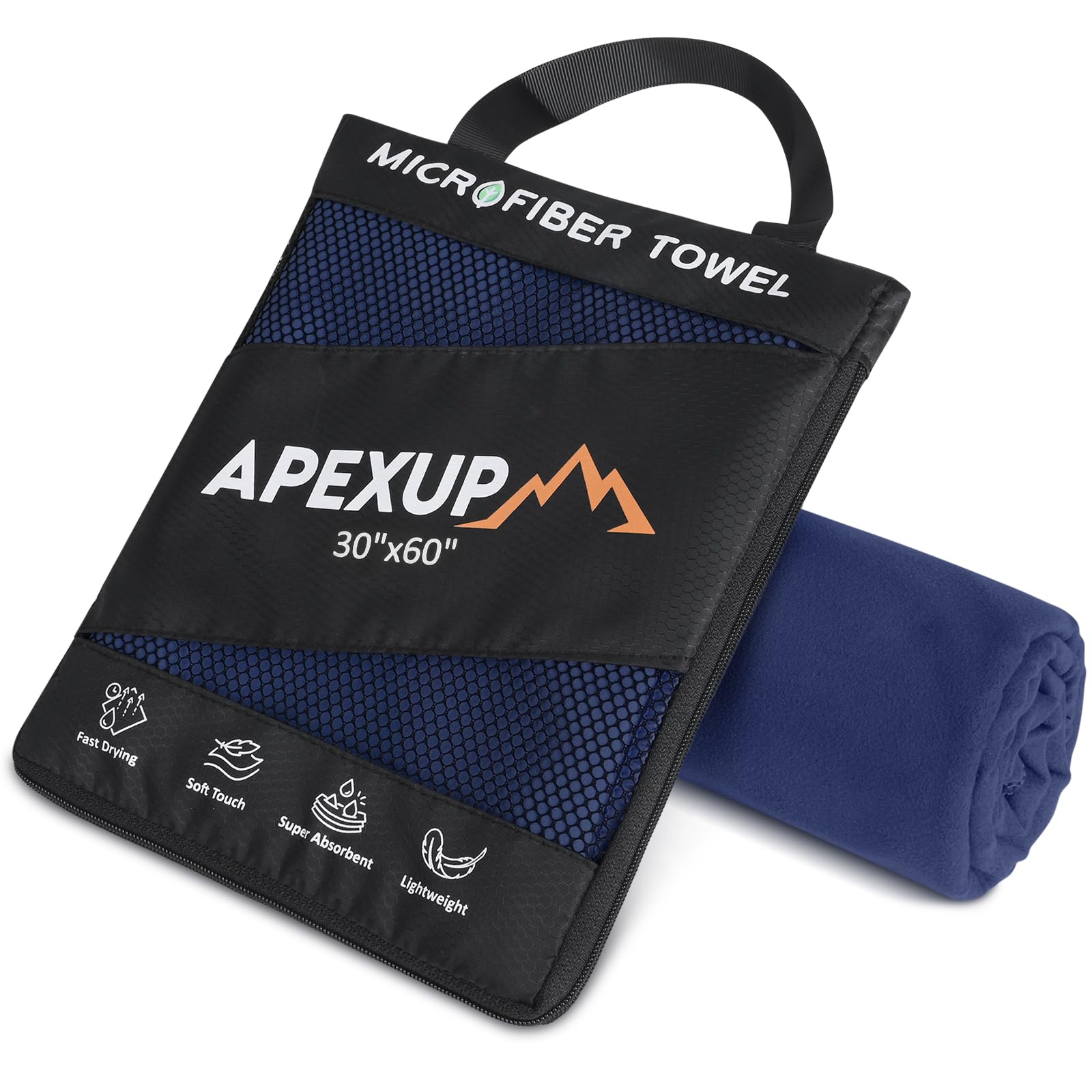 APEXUP Microfiber Travel Towel, Ultra Absorbent Quick Dry Towels, Lightweight Gym Sports Camping Towel for Workout, Yoga, Beach, Shower, Swimming (60"