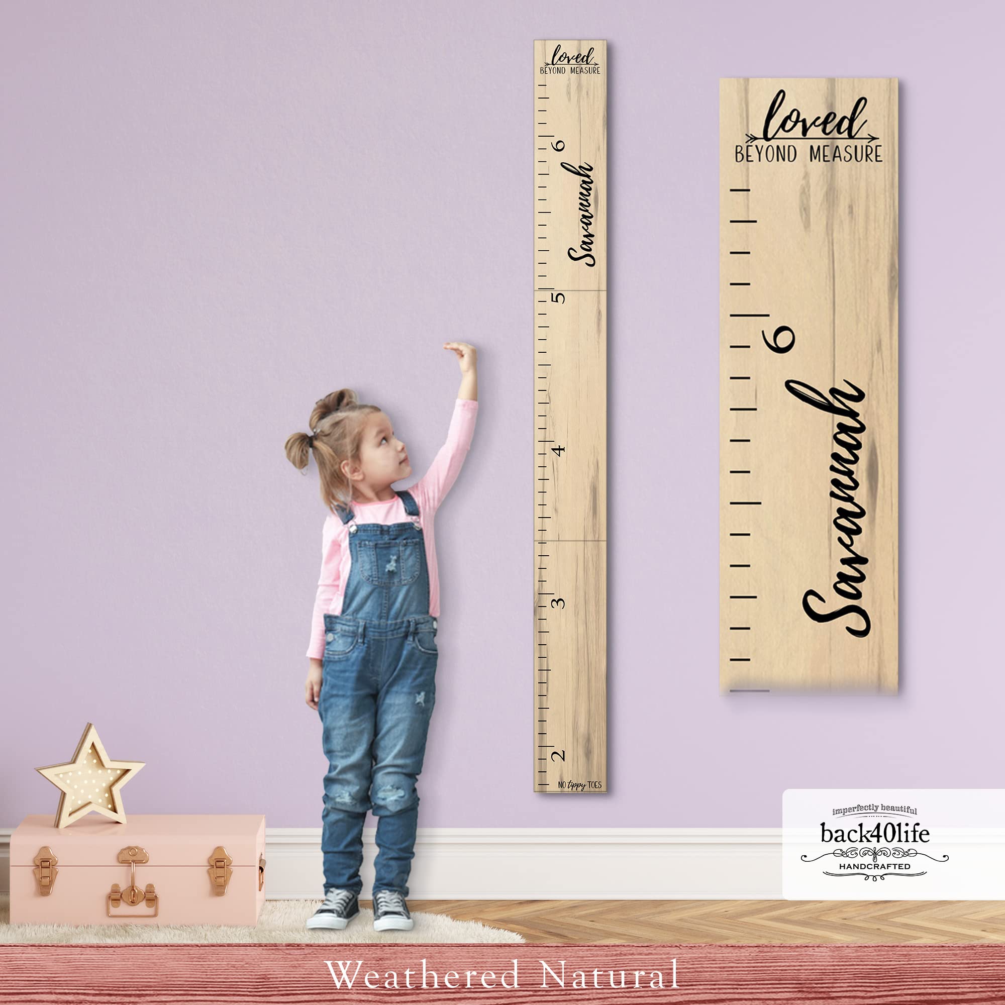 Farmhouse Style Wooden Kids Growth Chart Ruler for Boys and Girls