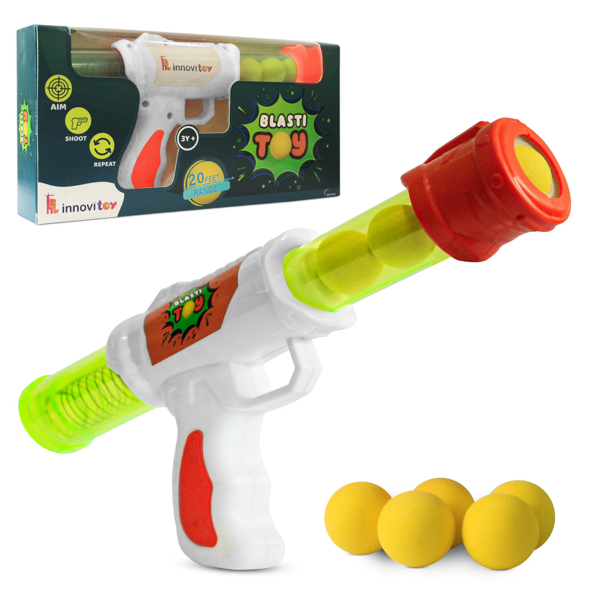 innovitoy Blastitoy Gun Toys For Kids 5 Years | Fun Target Shooting Blaster Gun with 5 Soft Foam Bullets | Blaze Storm Hot Fire Toy Gun for Boys, Girls, Teen, Adults | Birthday Gift - Made In India (B0C6FWPX5P) Amazon Price History, Amazon Price Tracker