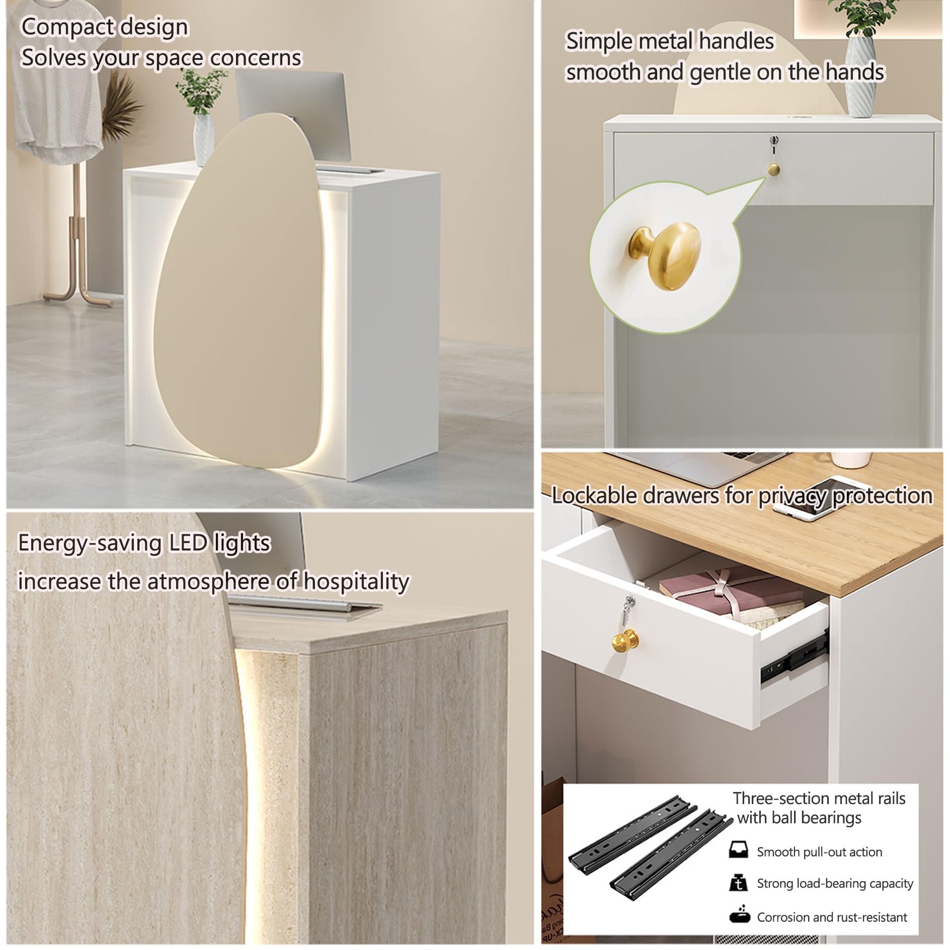 MinimalistDesk con cassetti chiudibili perfetto per negozio e salone di usoElegishCounter versatile ne per le aziende