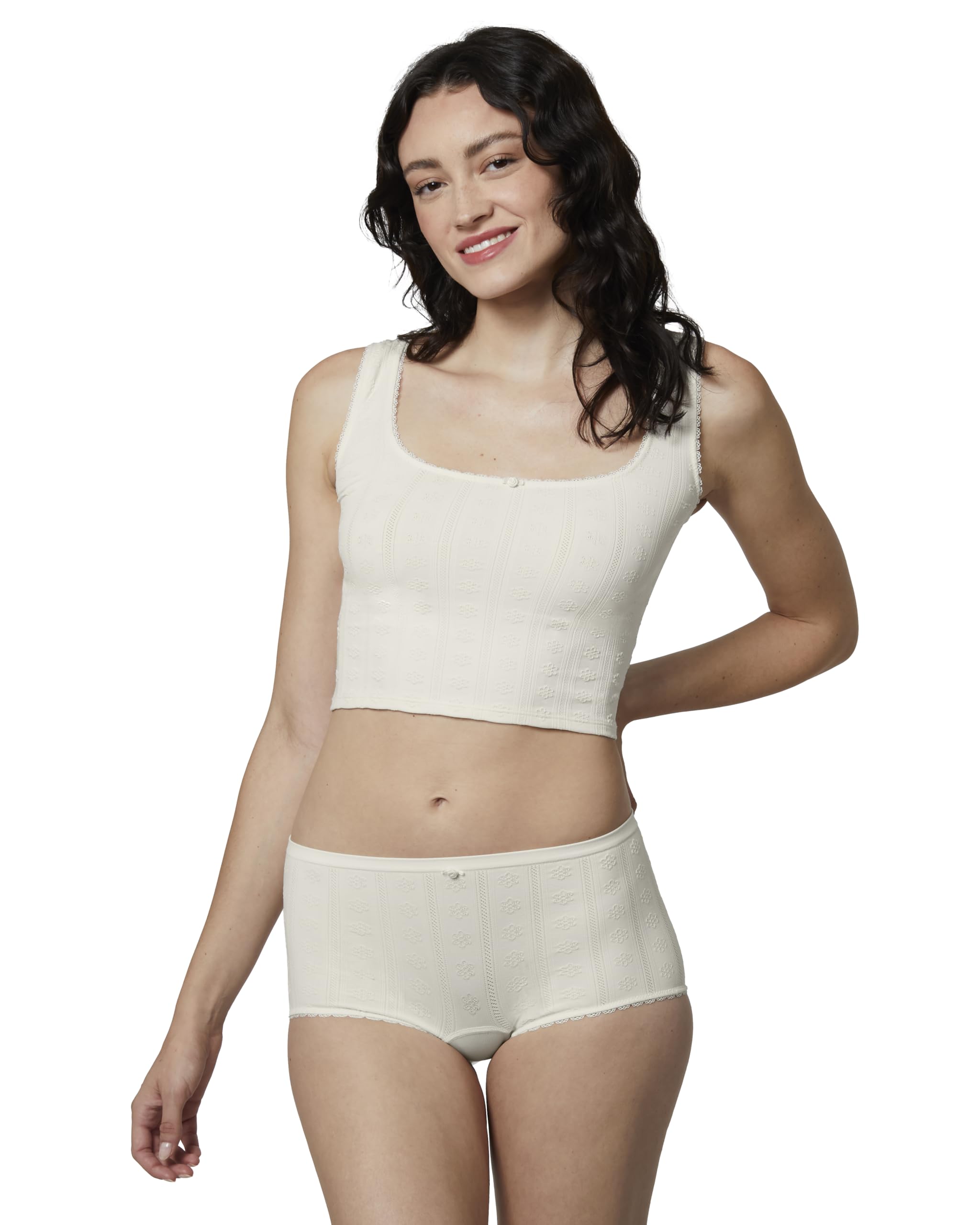 florence by mills Women's Seamless Pointelle Boy Short Panties