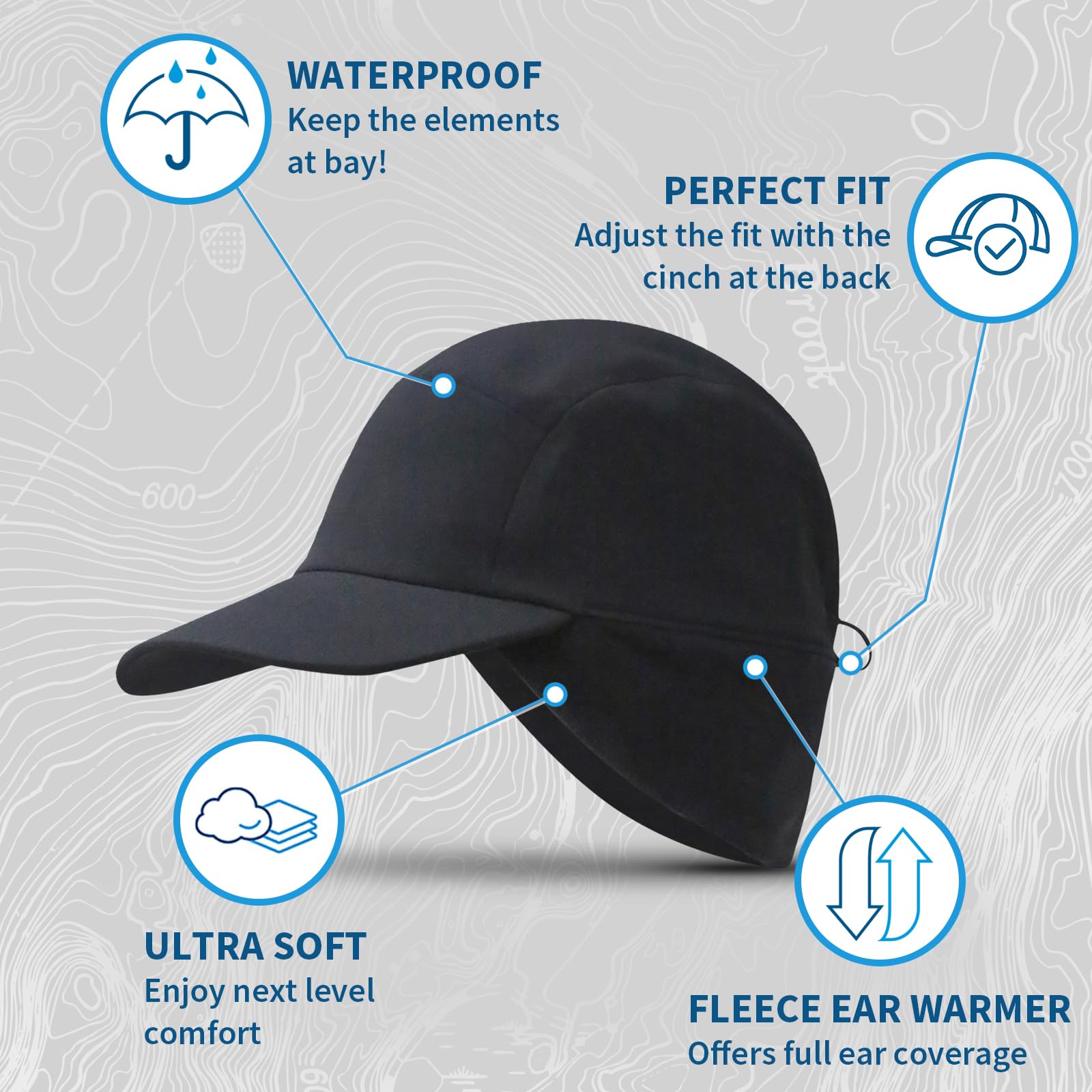 TrailHeads Sombrero de lluvia para hombre, sombrero de invierno al aire libre, sombreros impermeables para hombre, para correr, senderismo, Storm Runner