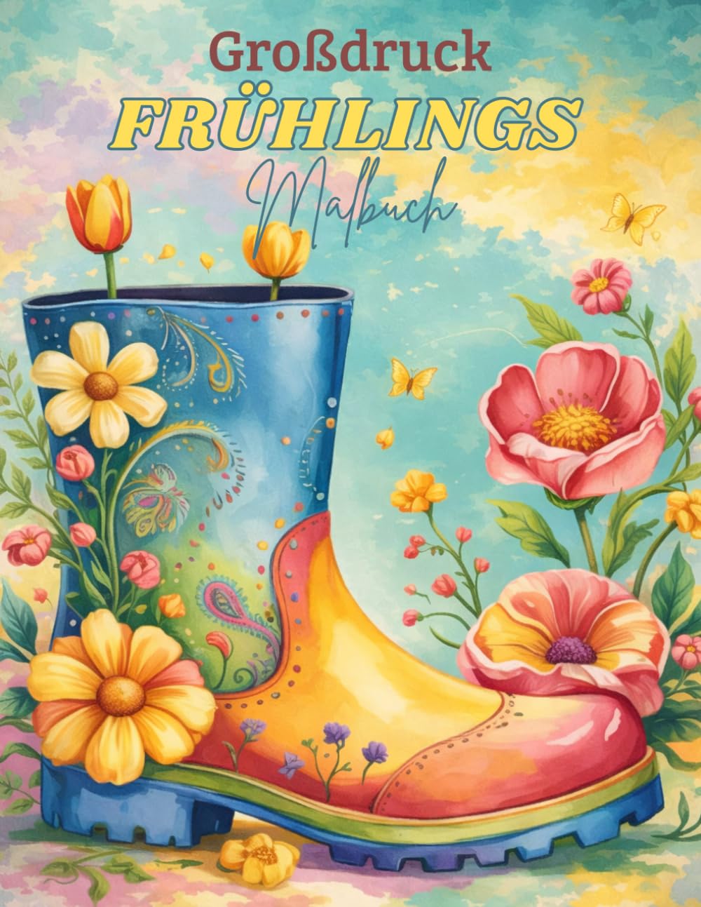Großdruck Frühlings Malbuch: 50 einfache, leichte, große und entspannende Frühlingsmotive – ideal für Erwachsene und Senioren zum Ausmalen