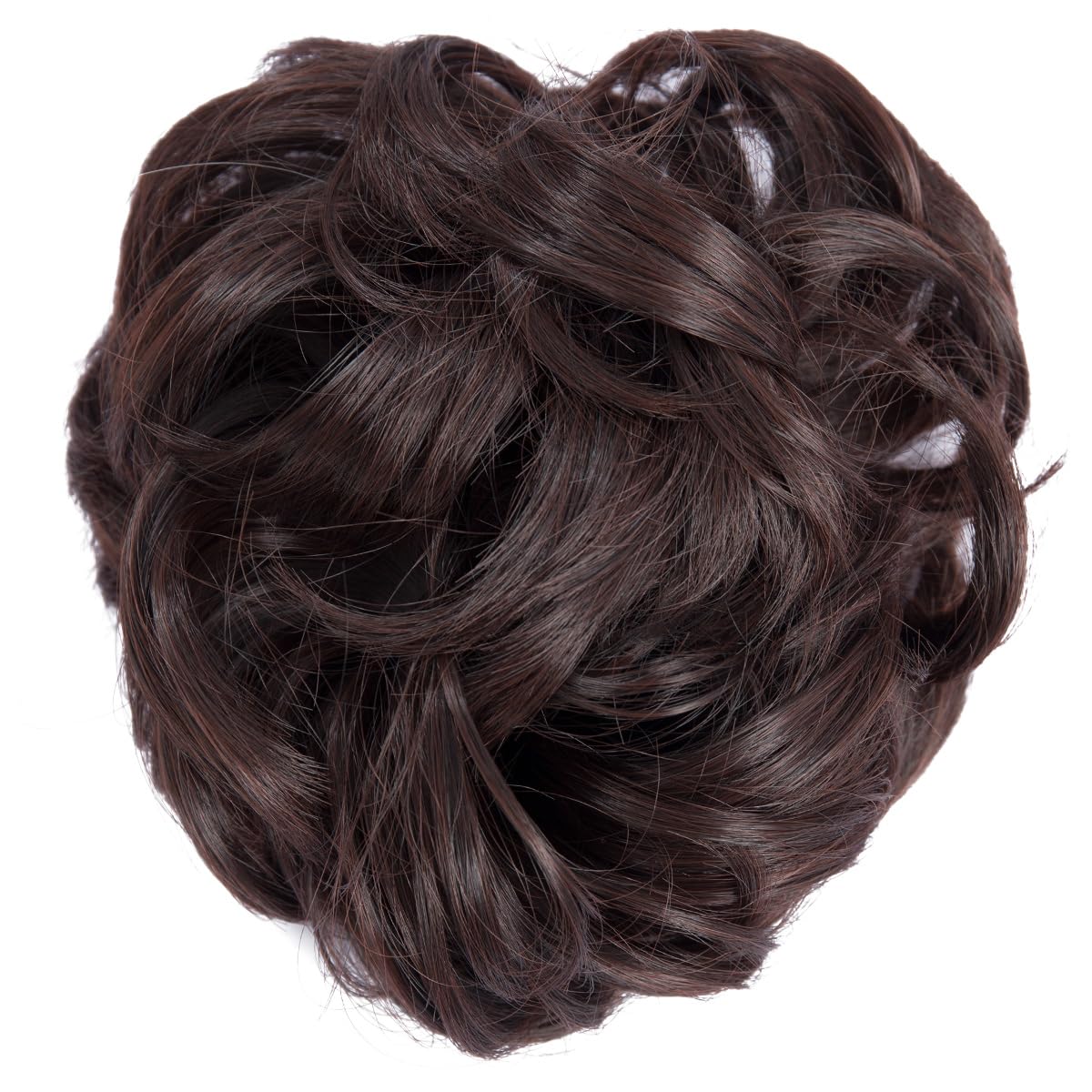 Yamel Messy Bun Hair Pieces for Women Claw Clip Hair Bun Extension Natural Black in Dark Auburn Tousled Space Updo Synthetic Donut Curly Scrunchie - Image 2
