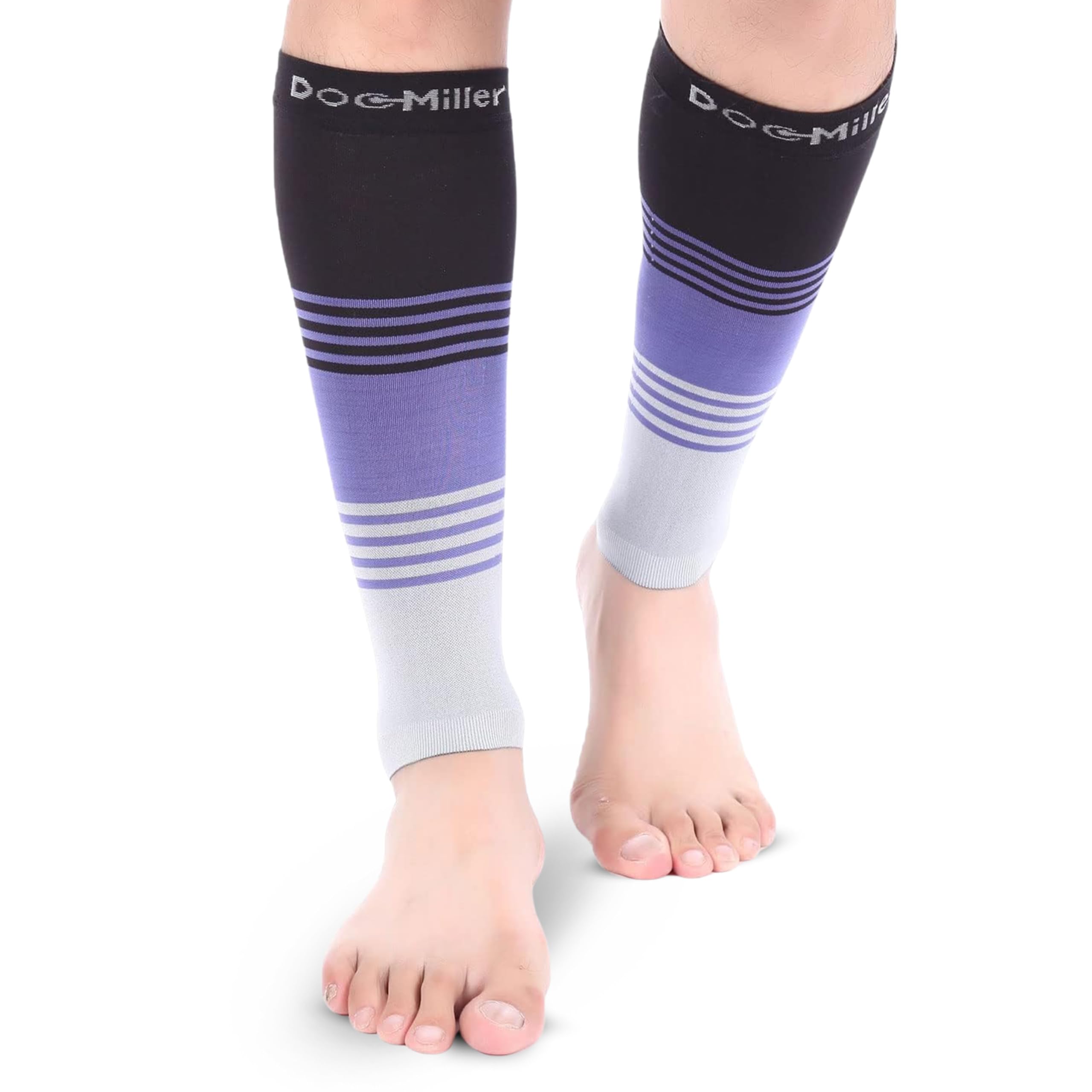 Doc Miller Calf Compression Sleeve for Men & Women – 20–30 mmHg Graduated Compression, Footless Compression Socks Alternative for Running, Shin