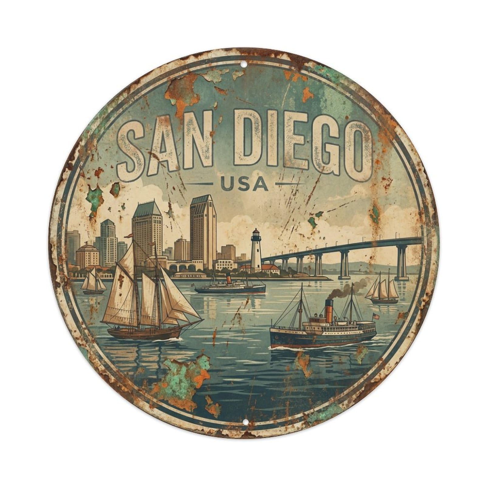 Tgrcjimh Style Metal Tin Sign Usa Retro Travel San Diego