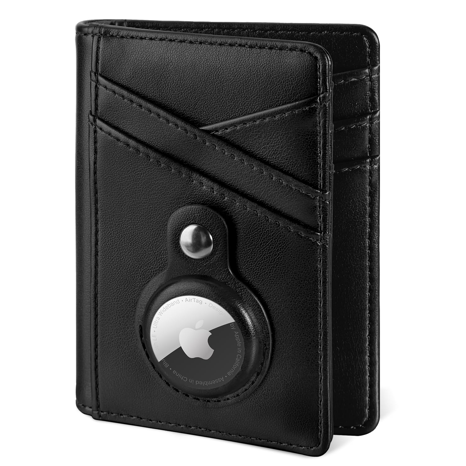 Miroddi Wallet with AirTag Holder, Credit Card Holder Wallet for Men, Leather Front Pocket Wallet, Minimalist Bifold Wallet, 9 Card Slots and 4