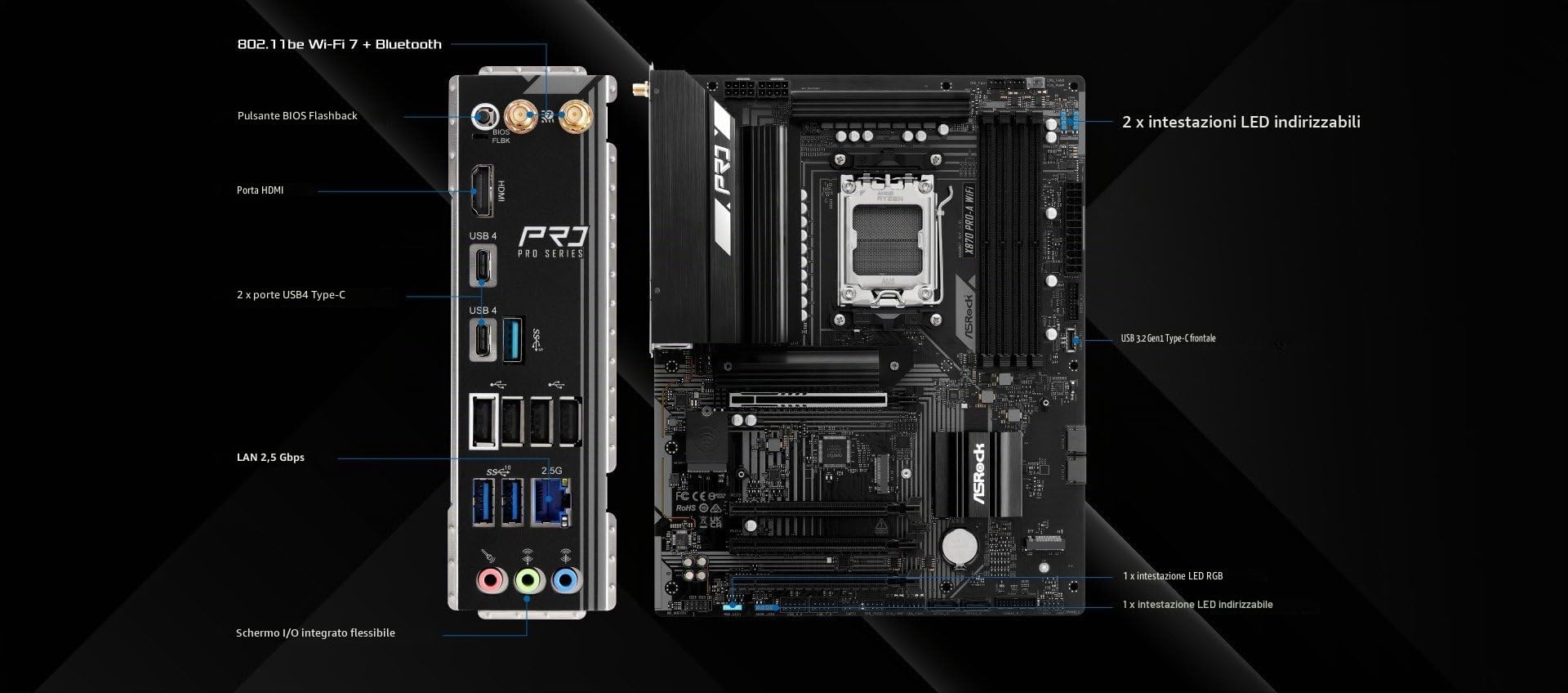 ASRock X870 Pro-A WiFi AM5 ATX HDMI/USB-C DDR5 (90-MXBT6-A0UAYZ)