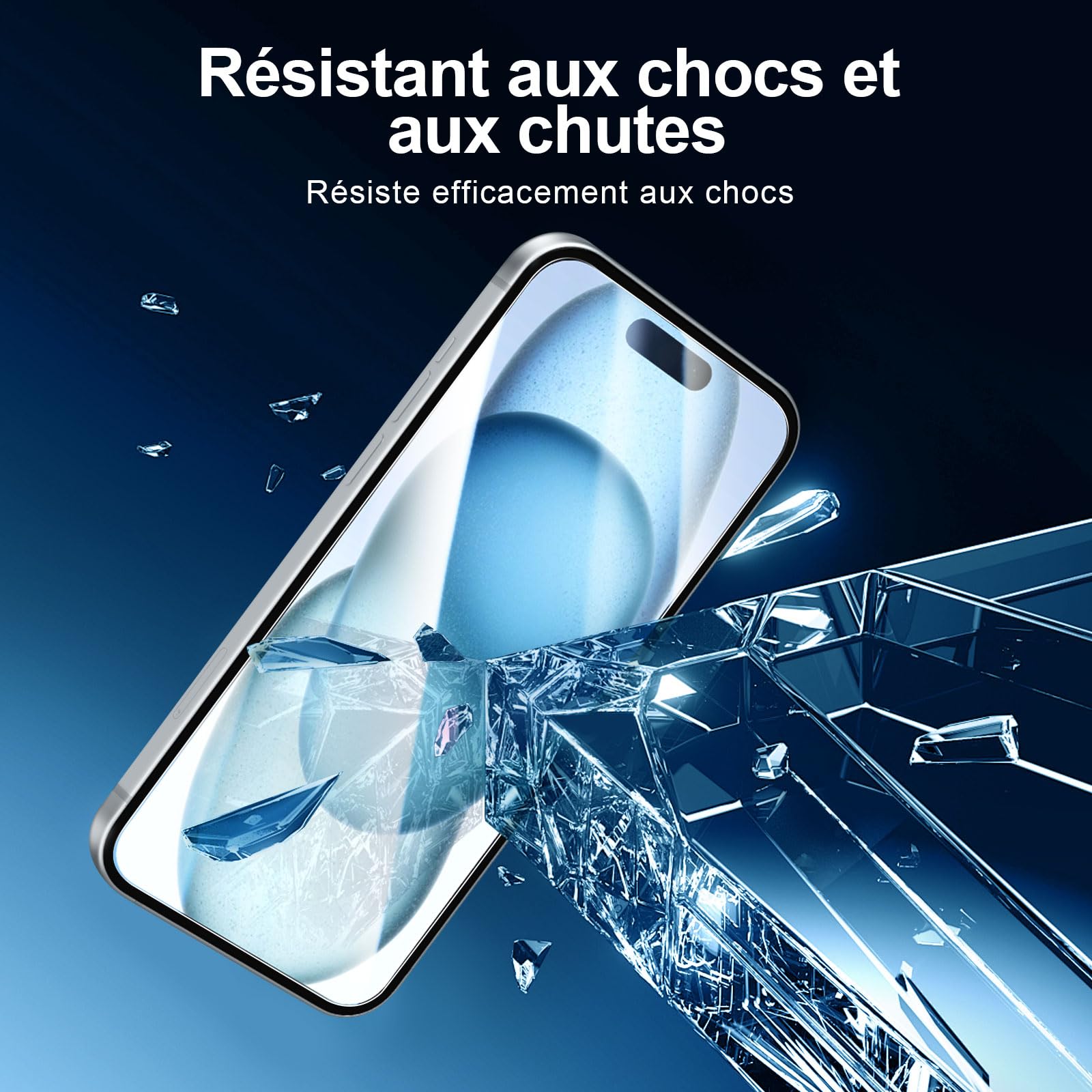 NEW'C Kit de 6, 3 x Verre Trempé pour iPhone 15 (6,1 Pouces) et 3 x Protection Caméra Arrière - Kit Outil d'Installation Facile + Bouchon Anti-Poussière -Anti Rayures - Ultra Résistant-HD Transparent