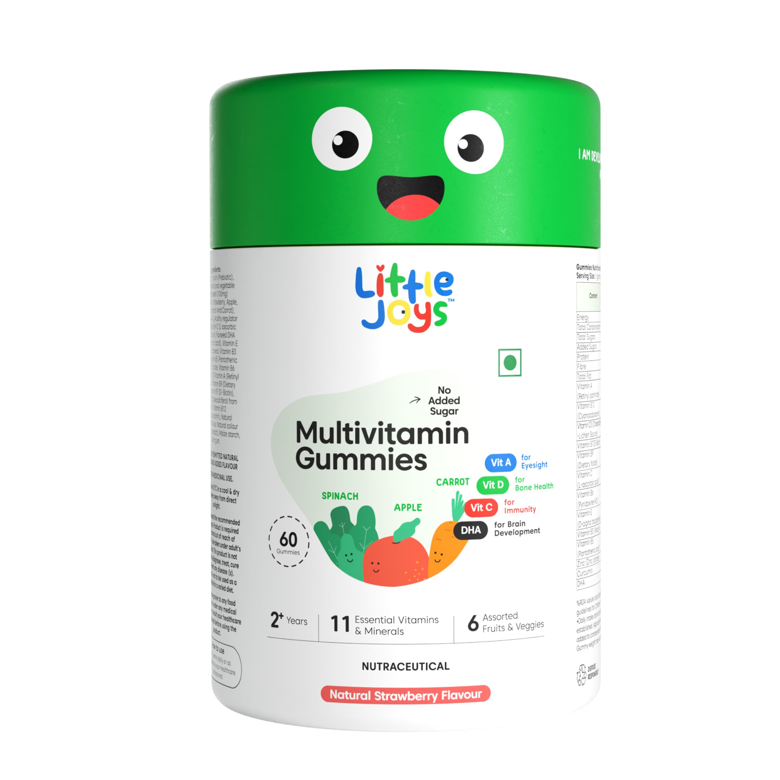 Little Joys Multivitamin Gummies | 2-6 Years | 60 Gummies | With 12 Vitamins & Minerals | Improves Immunity, Bone health & Antibody Production | No Added Sugar | Strawberry Flavour