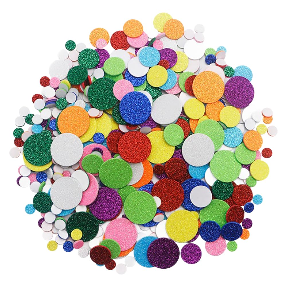 480 Pcs Round Dot Foam Glitter Stickers Colorful Foam Geometric Shape Stickers Self Adhesive Foam Shapes Small Circle Wall Stickers Sparkly Decorative Stickers Greeting Card Envelope Seal Stickers