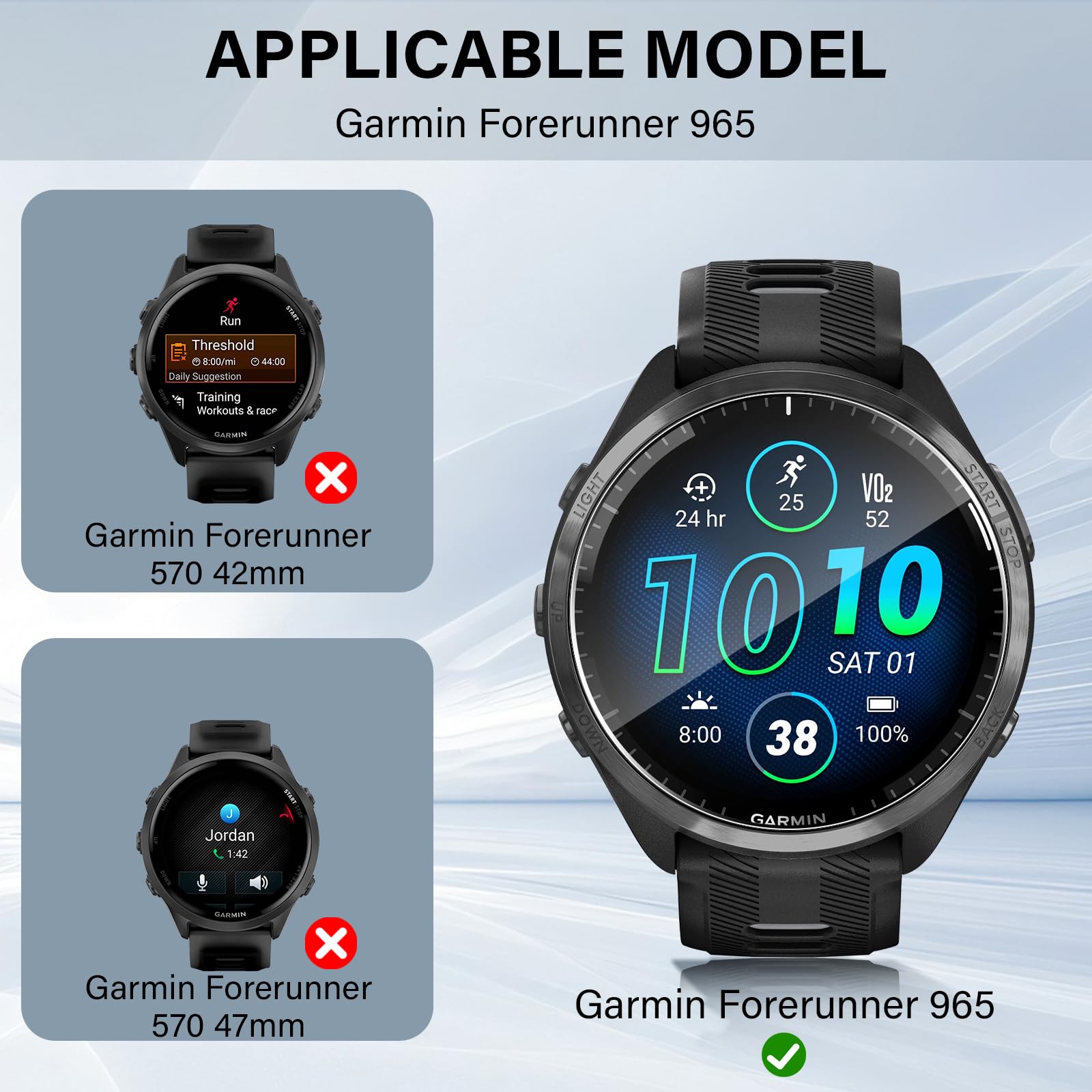 Miimall - Funda compatible con Garmin Forerunner 965, cubierta completa