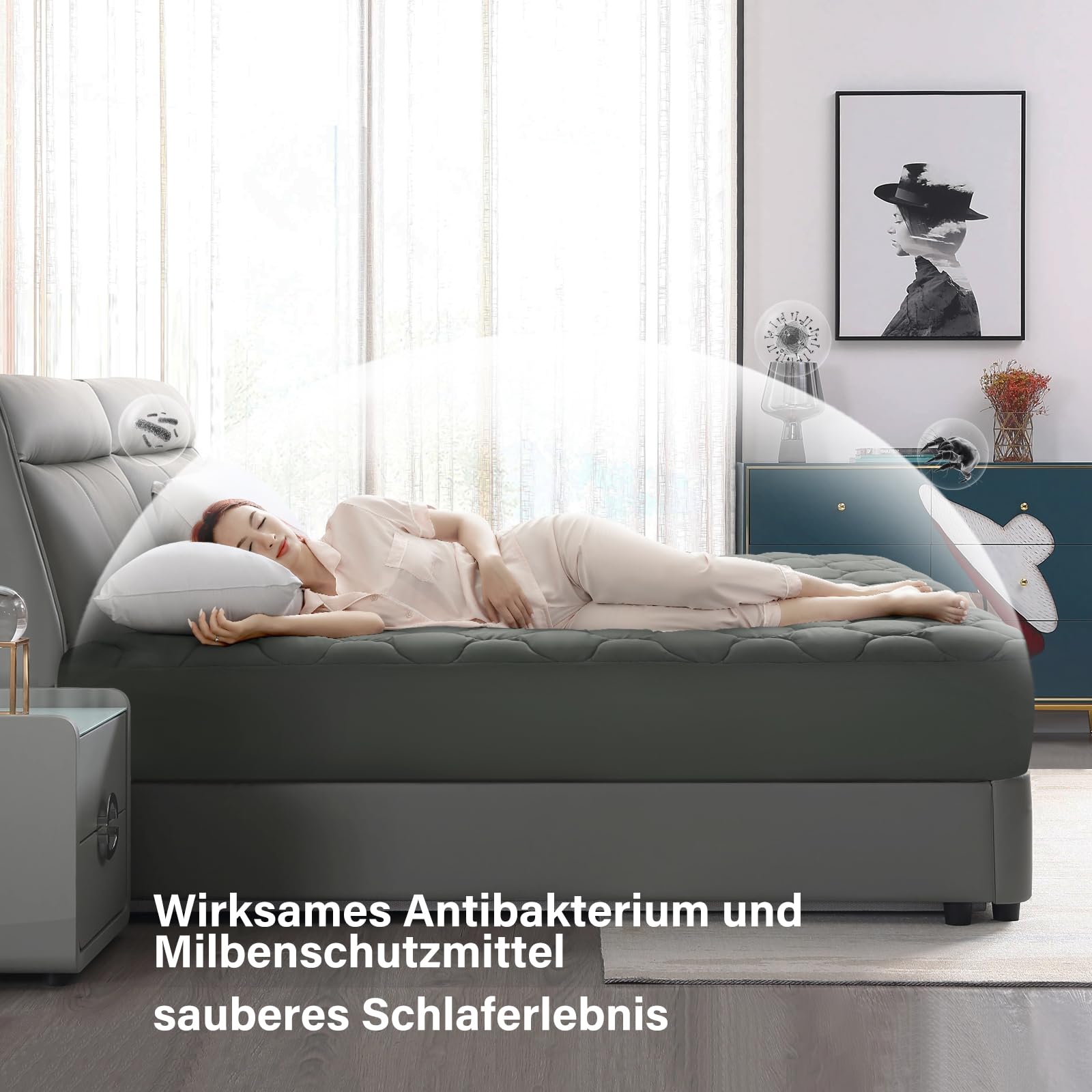 DUANDUAN Materac wierzchni 120 x 200 cm – miękka, oddychająca, pikowana nakładka na materac z głębokimi kieszeniami, ochraniacz na materac nadający się do prania w pralce, na łóżko kontynentalne i