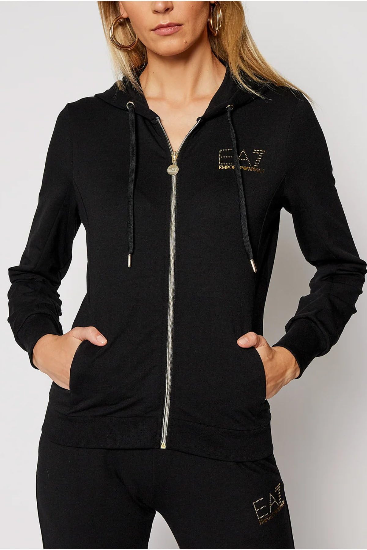 EA7 Emporio Armani Tuta Donna Evolution in jersey di misto viscosa stretch con cappuccio 8NTV51TJ9RZ