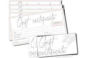 Set of 25 Blank Gift Certificates with Envelopes