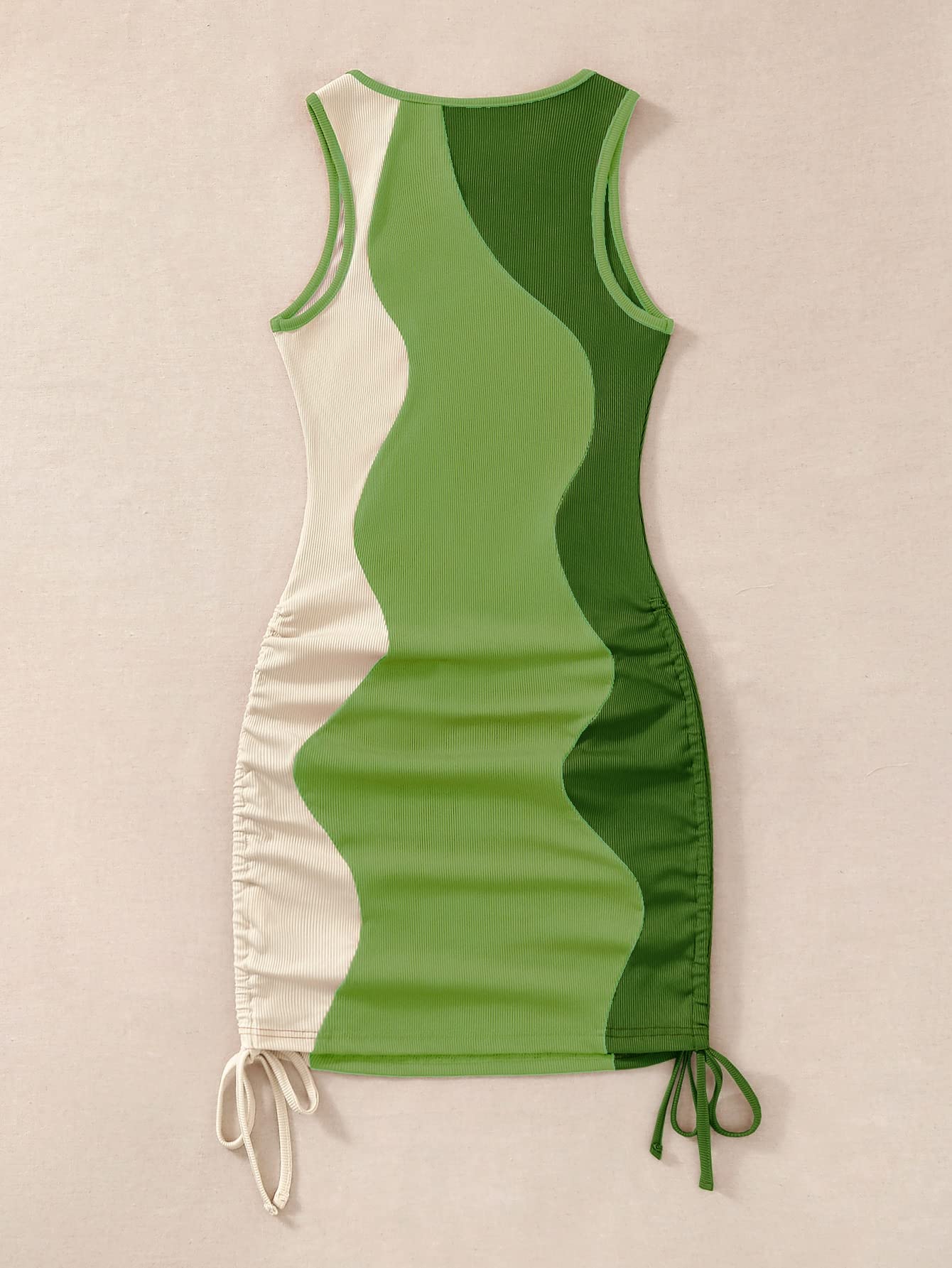 Amazon.com: Neeno Women's Dresses Drawstring Side Color Block Bodycon Tank  Dress Dress for Women(Lime Green,X-Large) : Clothing, Shoes & Jewelry