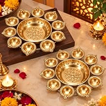 TIED RIBBONS Set of 2 Diya Shape Metal Urli Bowls, Iron Floating Candle Holder for Diwali Decor, Pooja Room, Ganesh Chaturthi Decoration, Wedding Gifts, Indian Home D&eacute;cor, Navratri